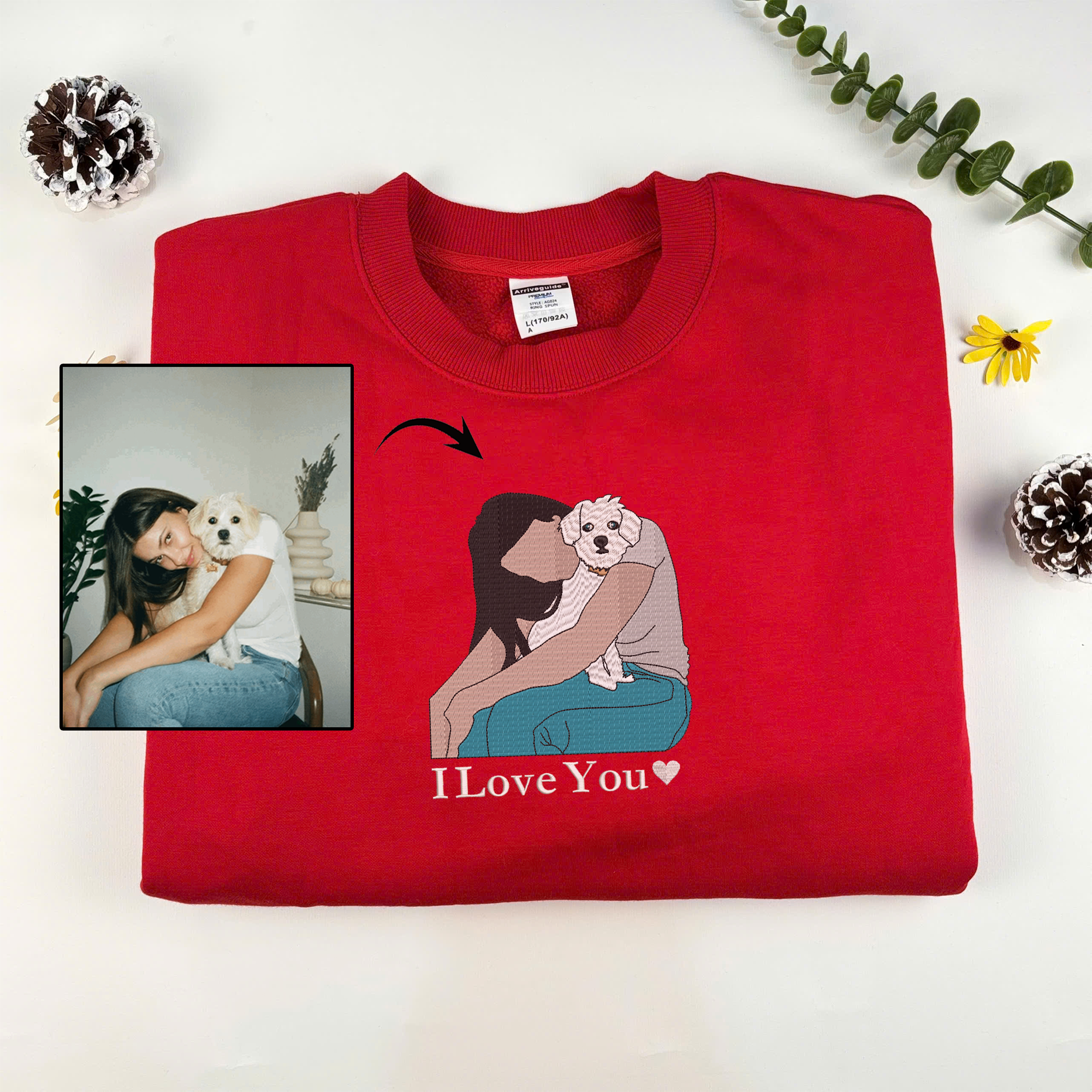 Personalized Matching Owner and Pet Sweatshirt, Custom Embroidered Sweatshirt with Pet Photo