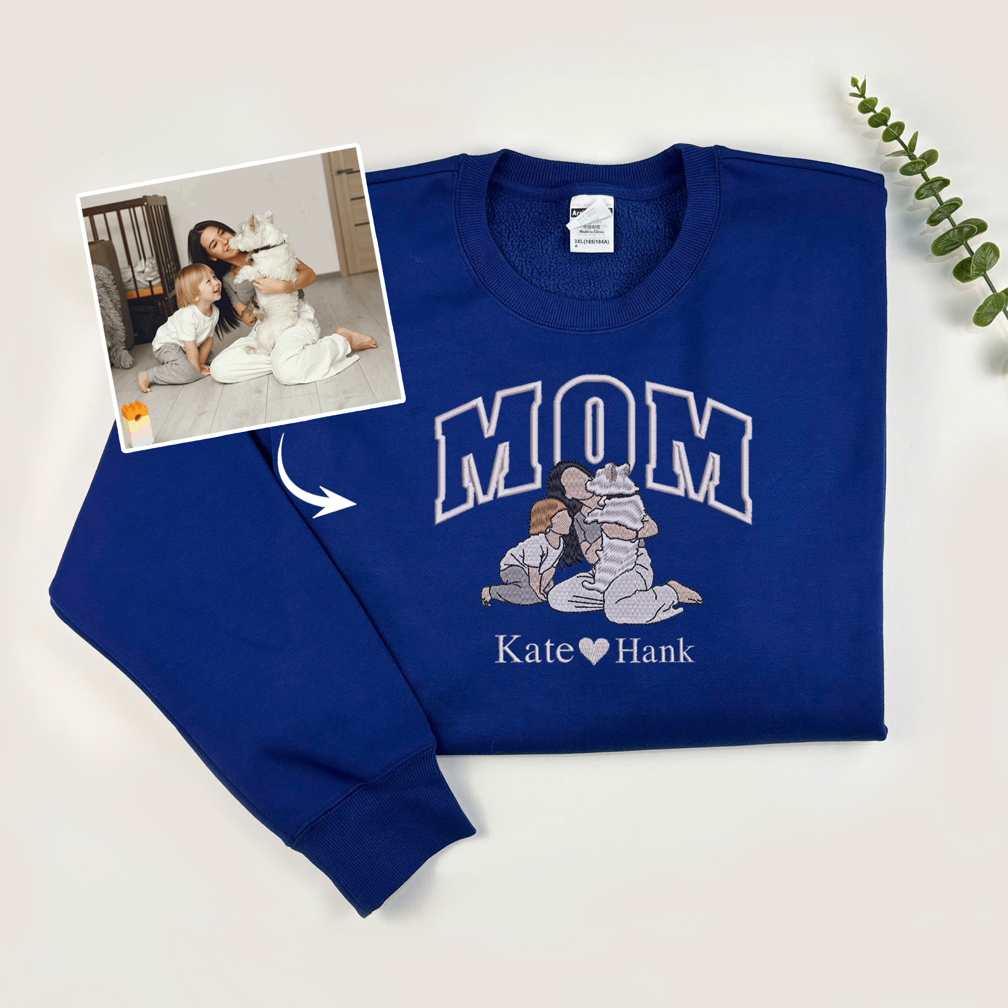 Custom Mom Embroidery Sweatshirt with Photo, Perfect Gift for Mom, Mother's Day Sweatshirt