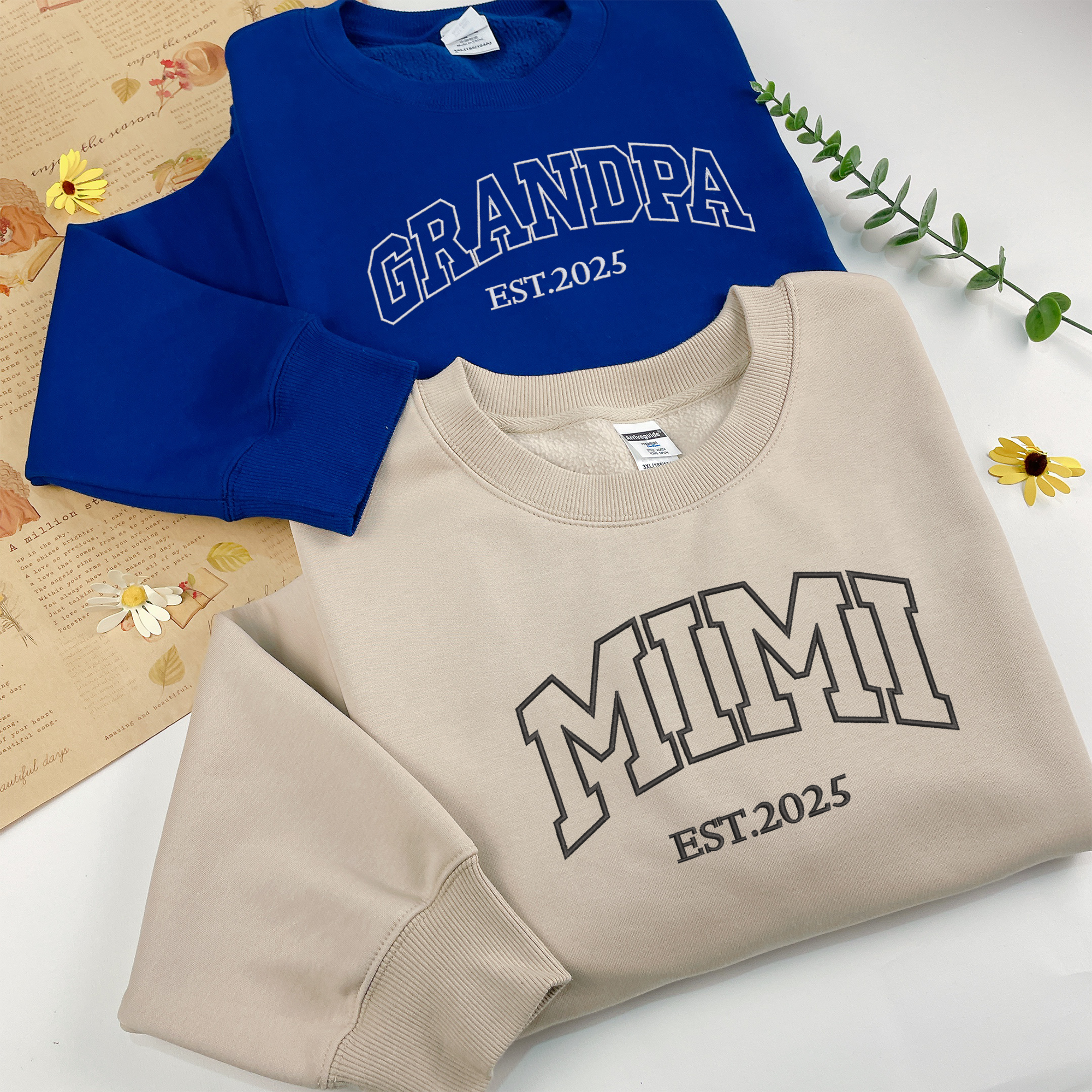 Custom Embroidered Crewneck Sweatshirt With Your Text, Personalized Shirt for Dad Mom