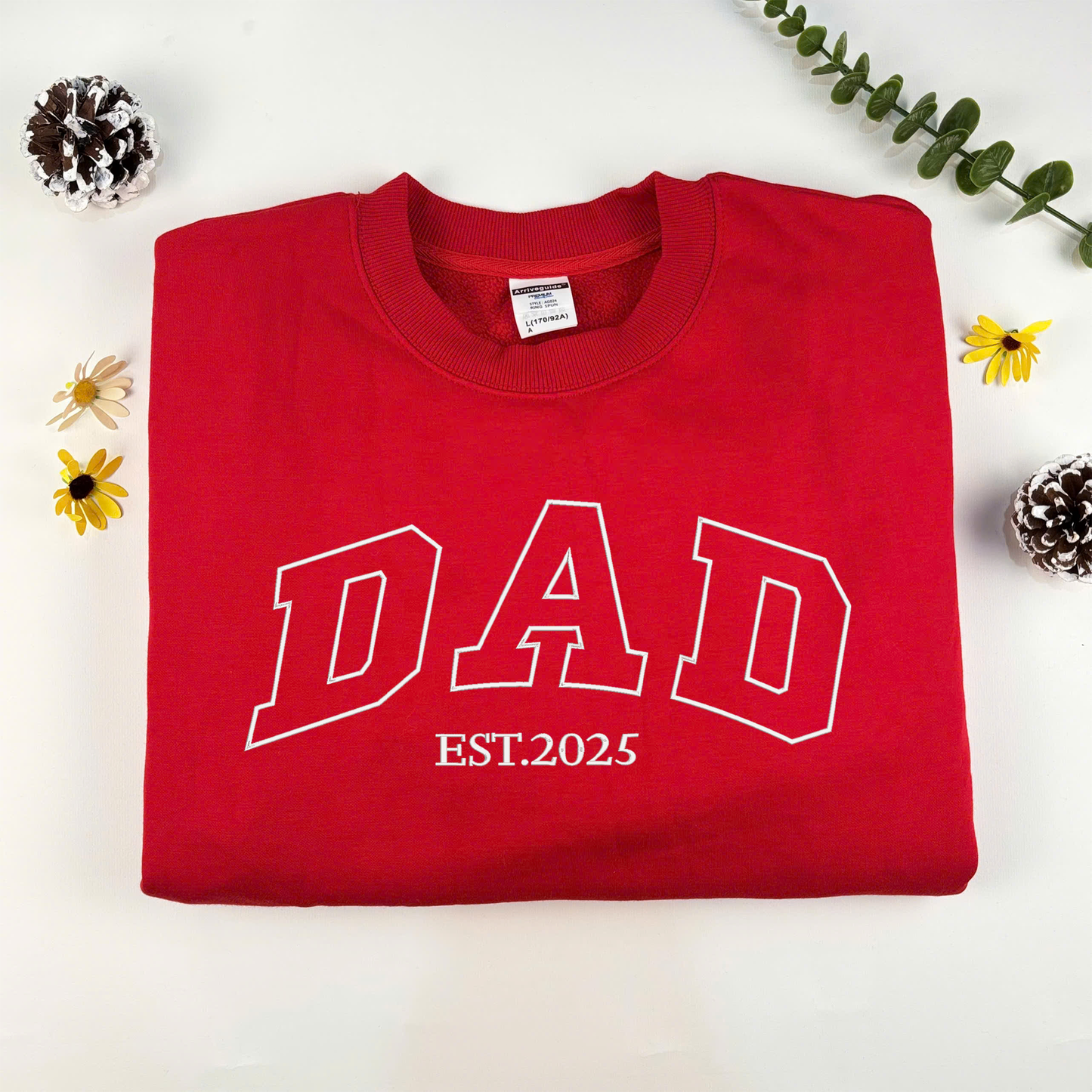 Custom Embroidered Crewneck Sweatshirt With Your Text, Personalized Shirt for Dad Mom