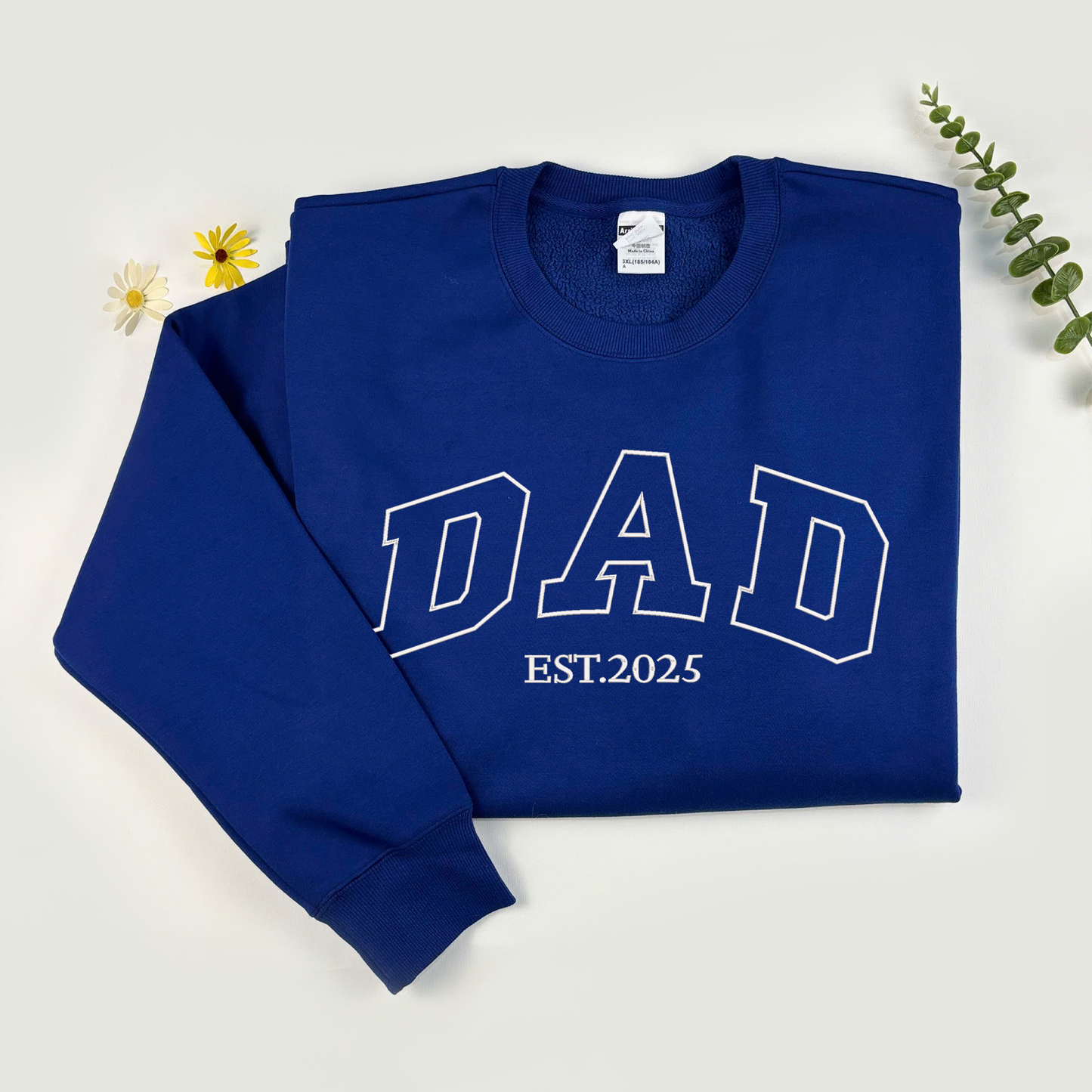 Custom Embroidered Crewneck Sweatshirt With Your Text, Personalized Shirt for Dad Mom