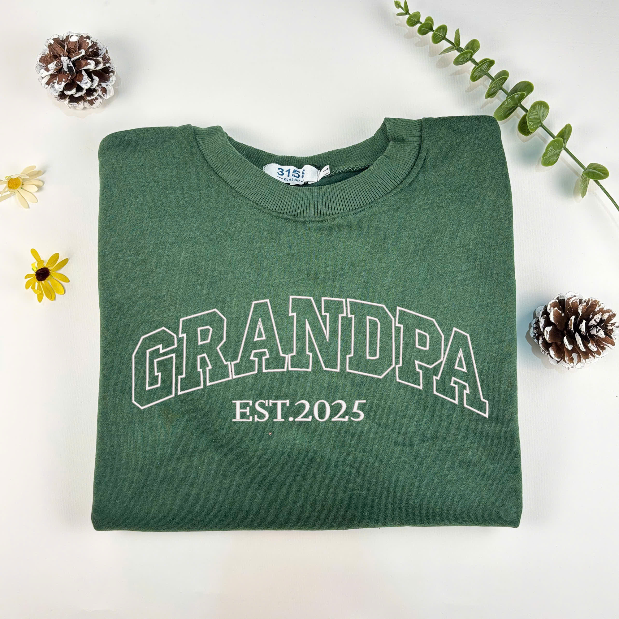 Custom Embroidered Crewneck Sweatshirt With Your Text, Personalized Shirt for Dad Mom