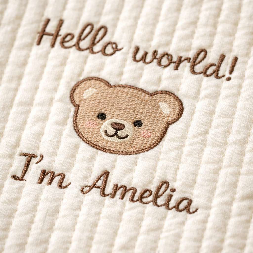 Personalized Round Baby Play Mat with Ruffle Edge, Custom Embroidered Baby Name Playmat, 100 cm Baby Shower Gift