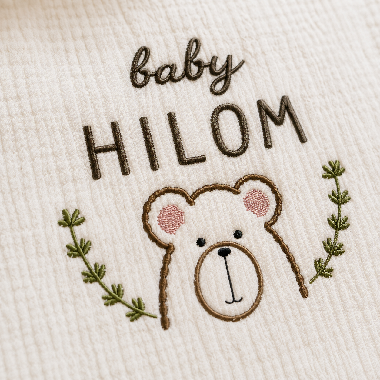 Personalized Embroidered Baby Gift Set – Muslin Blanket, Ruffle Pillow, Romper & Bonnet