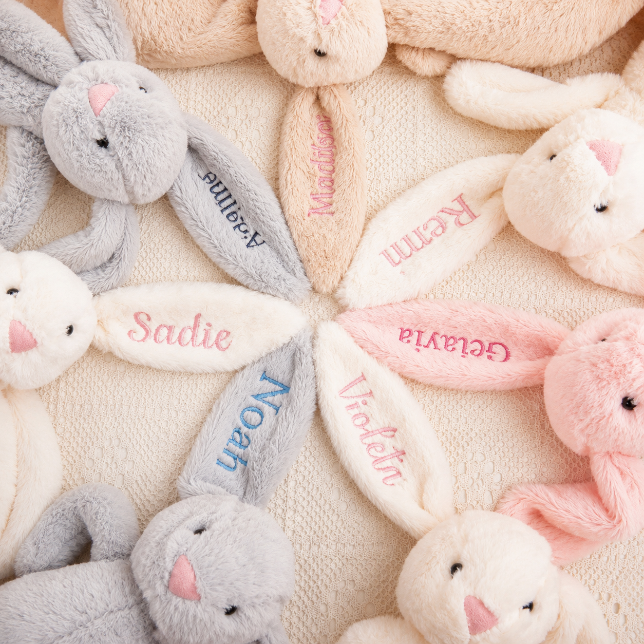 Personalized Embroidered Bunny Rabbit with Name | Custom Plush Baby Shower Gift & Newborn Keepsake | Easter Bunny Gift #N1