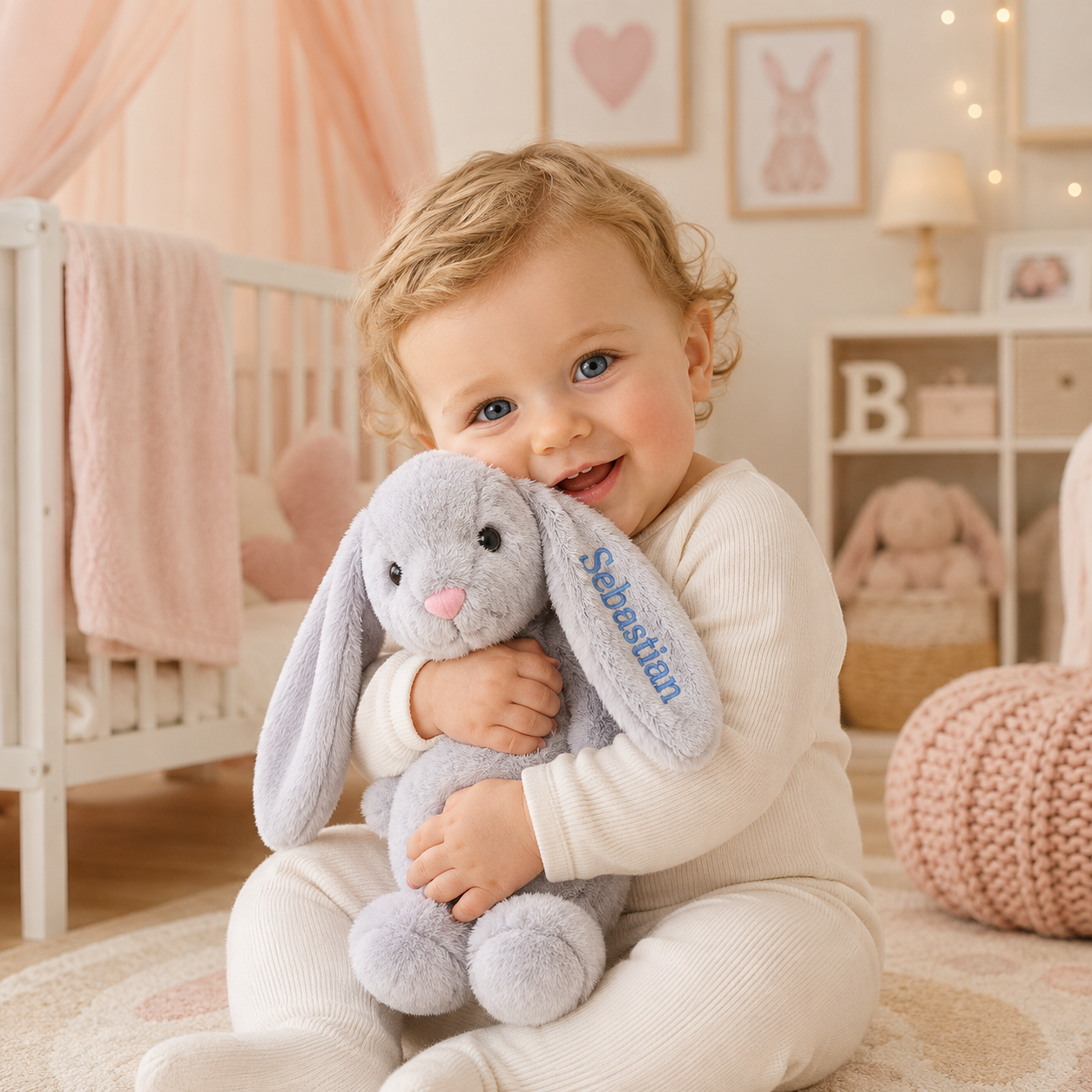 Personalized Embroidered Bunny Rabbit with Name | Custom Plush Baby Shower Gift & Newborn Keepsake | Easter Bunny Gift #N1