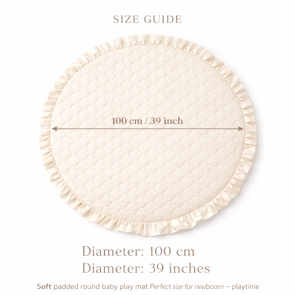 Personalized Round Baby Play Mat, Custom Embroidered Baby Floor Mat with Name, Soft Quilted Nursery Playmat, Baby Shower Gift