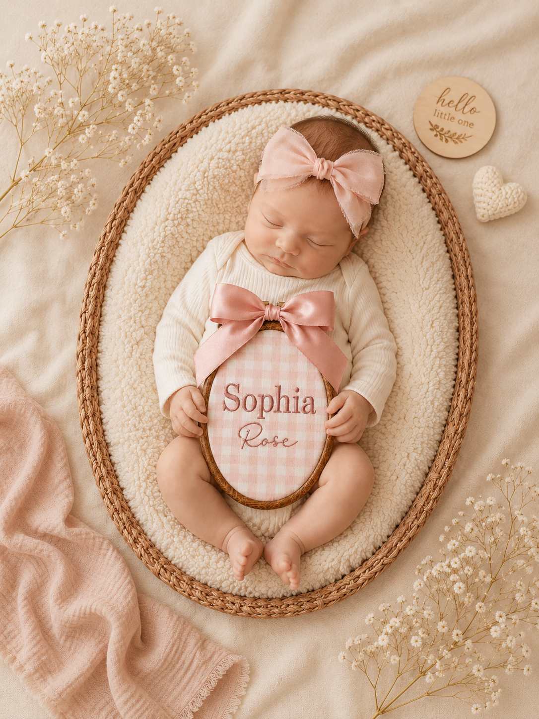 Personalized Embroidered Baby Name Hoop – Custom Nursery Wall Decor & Baby Gift