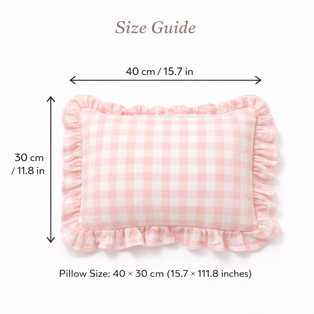 Personalized Baby Name Pillow – Pink Gingham Ruffle Embroidered Nursery Pillow