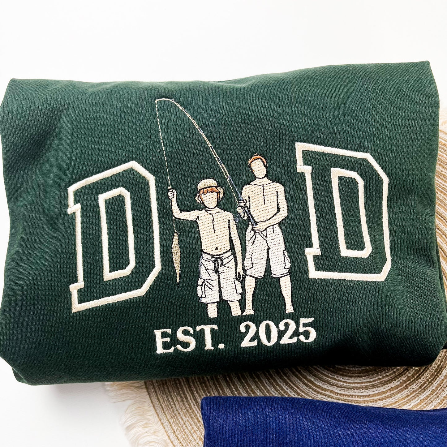 Custom Dad Est Embroidery Sweatshirt with Photo, Perfect Gift Dad, Father's Day Sweatshirt