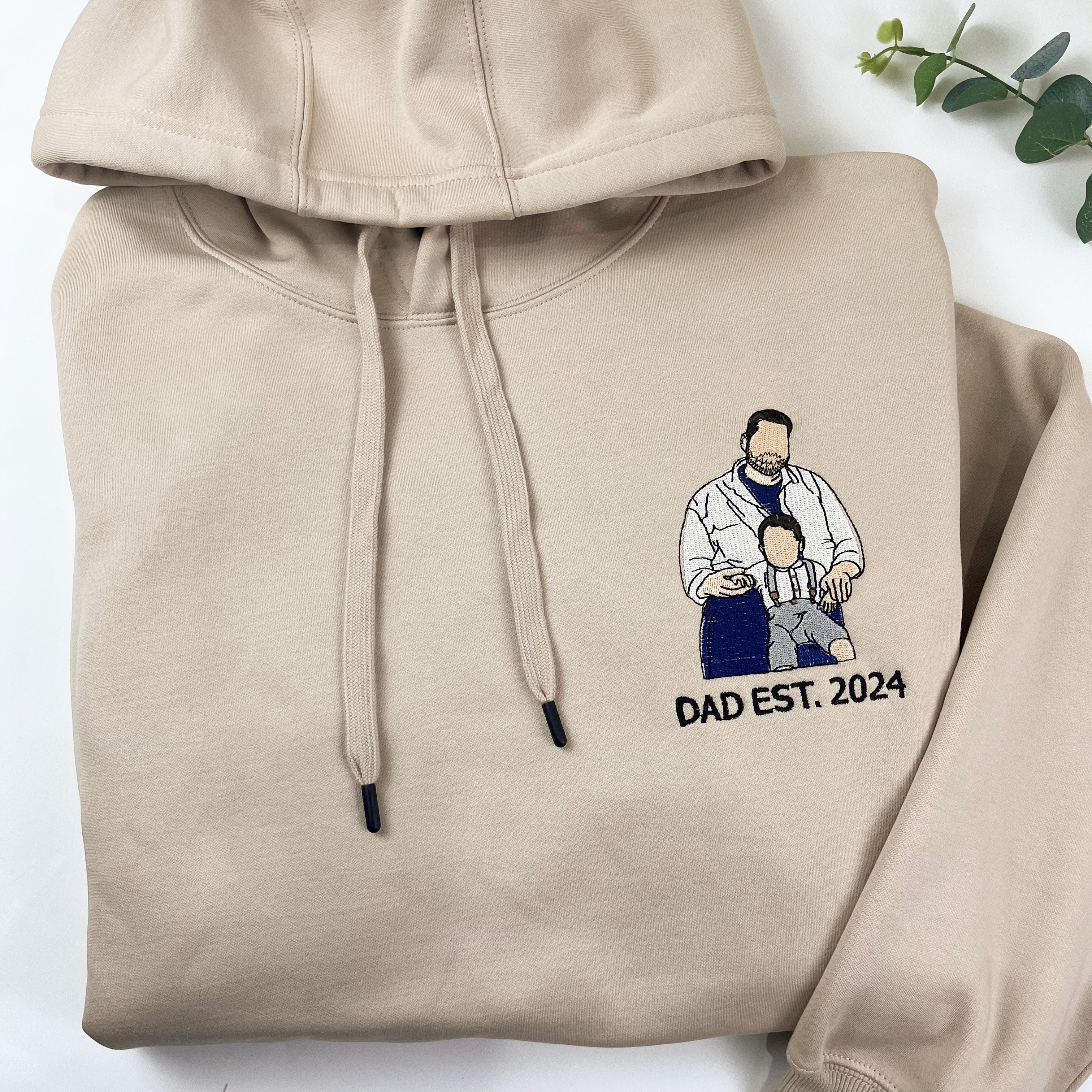 Custom Embroidered Photo Hoodie, Personalized Dad Hoodie, Fathers Day Gift