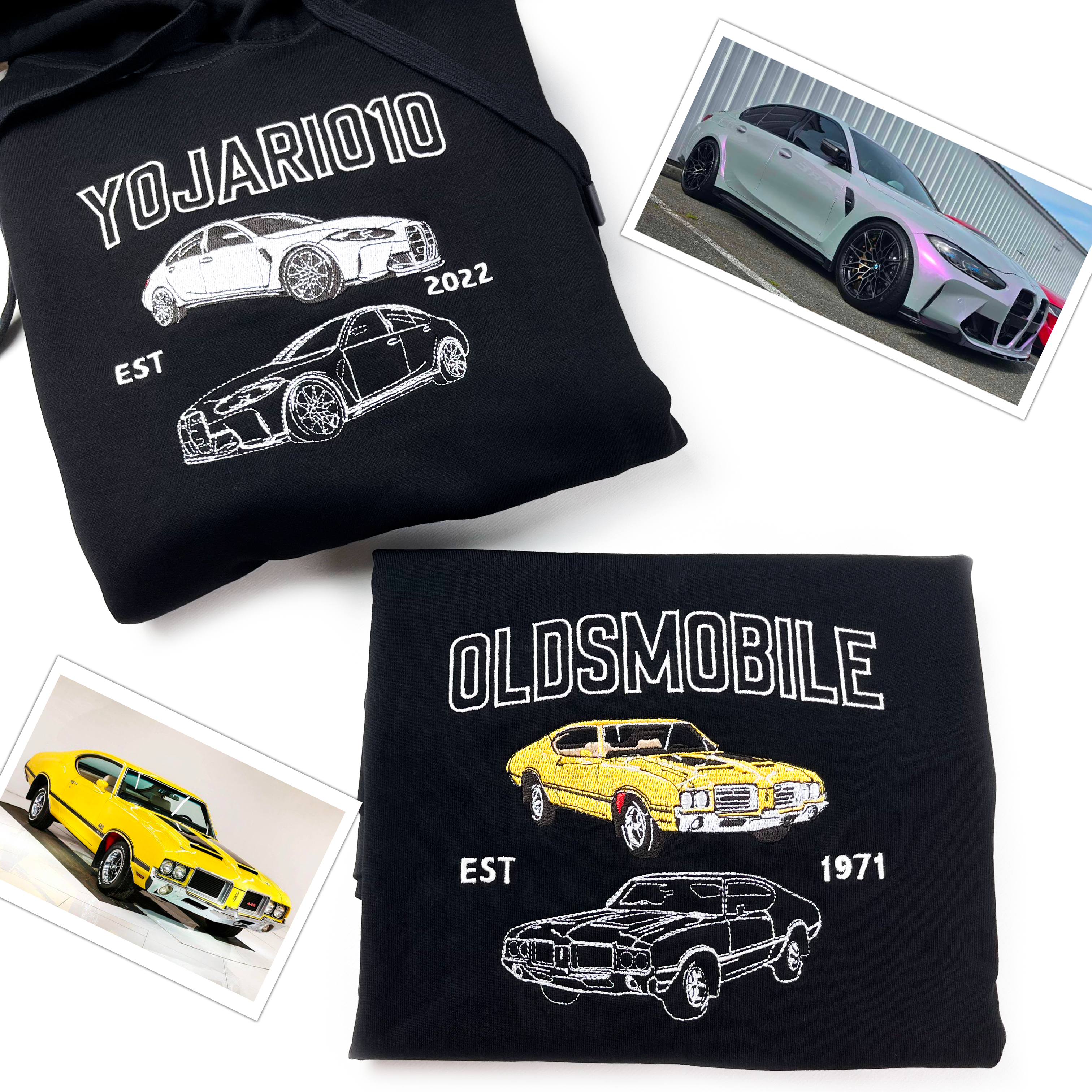Custom Photo Car Embroidered Tshirt, Personalized Tshirt For Car Lovers, Classic Car Shirt