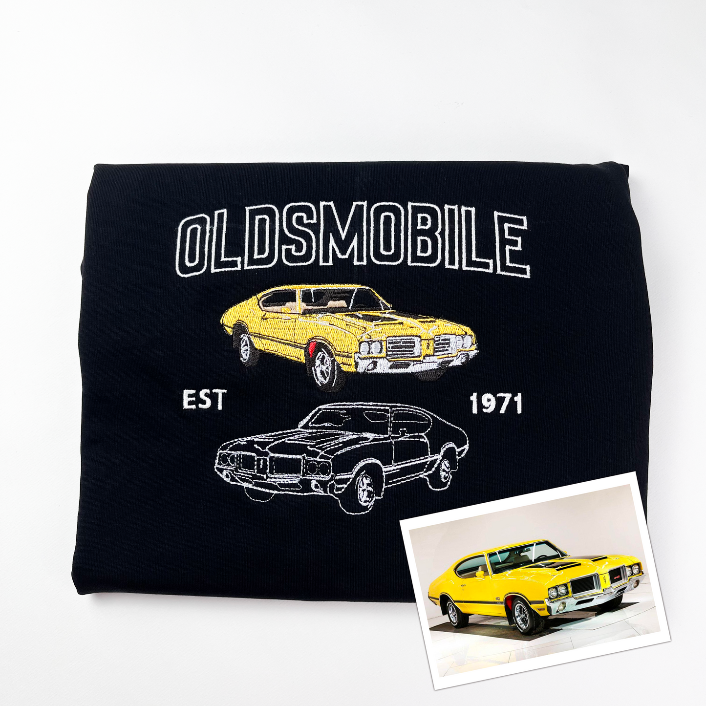 Custom Photo Car Embroidered Tshirt, Personalized Tshirt For Car Lovers, Classic Car Shirt