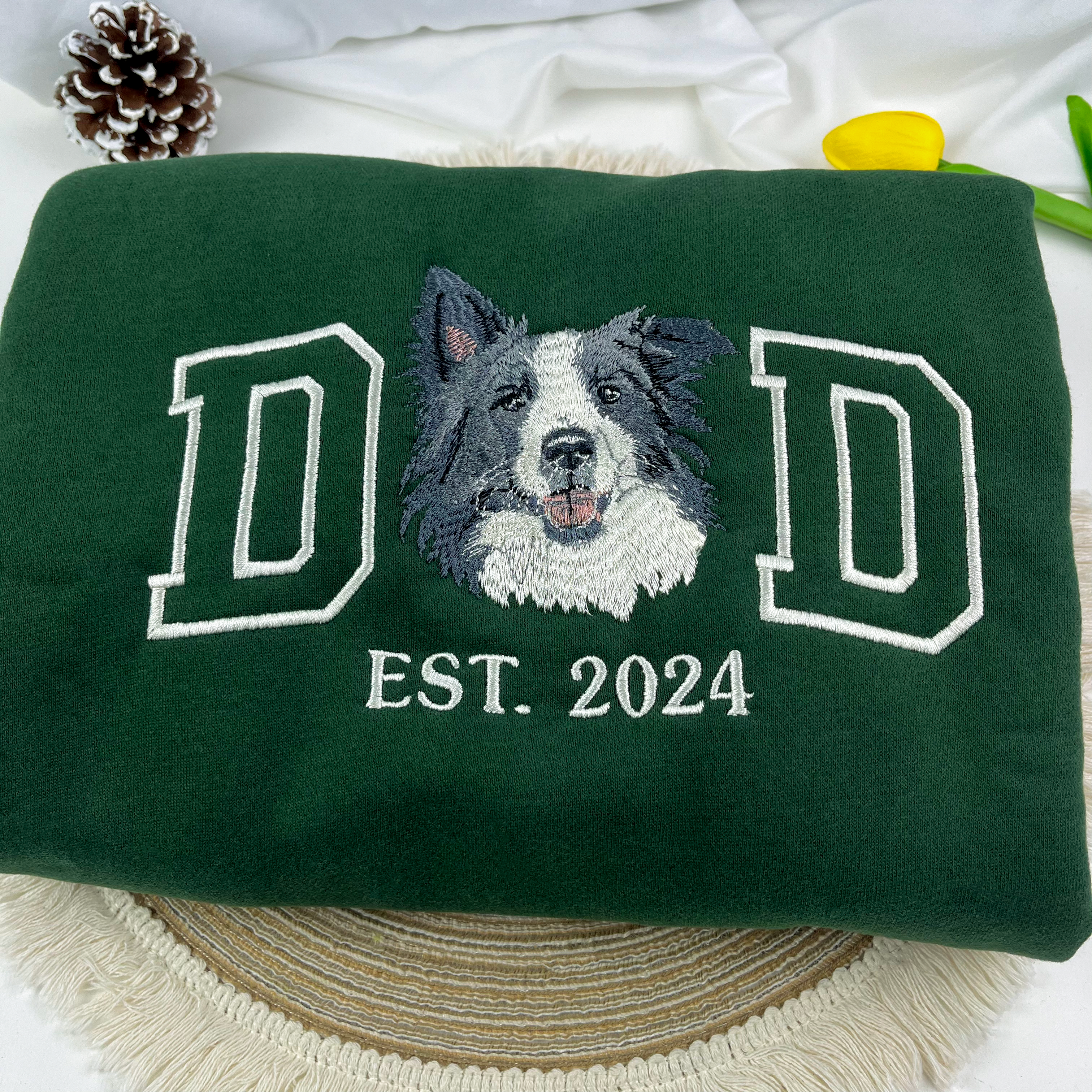 Dog Dad Embroidered Sweatshirt, Customized Pet Sweatshirt, Fathers Day Shirt