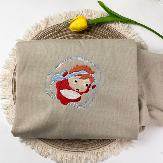 Anime Embroidered Crewneck Sweatshirt, Studio Ghibli Shirt, Gift for anime fans