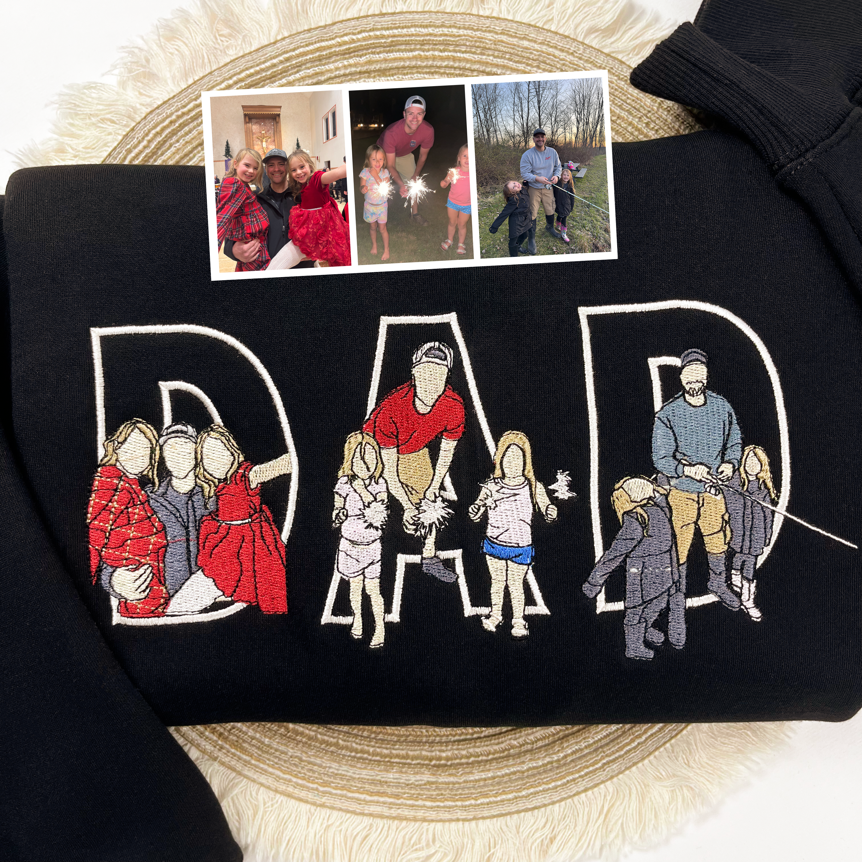 Custom Dad Embroidered Sweatshirt, Personalized Papa Sweatshirt, Father's Day Shirt