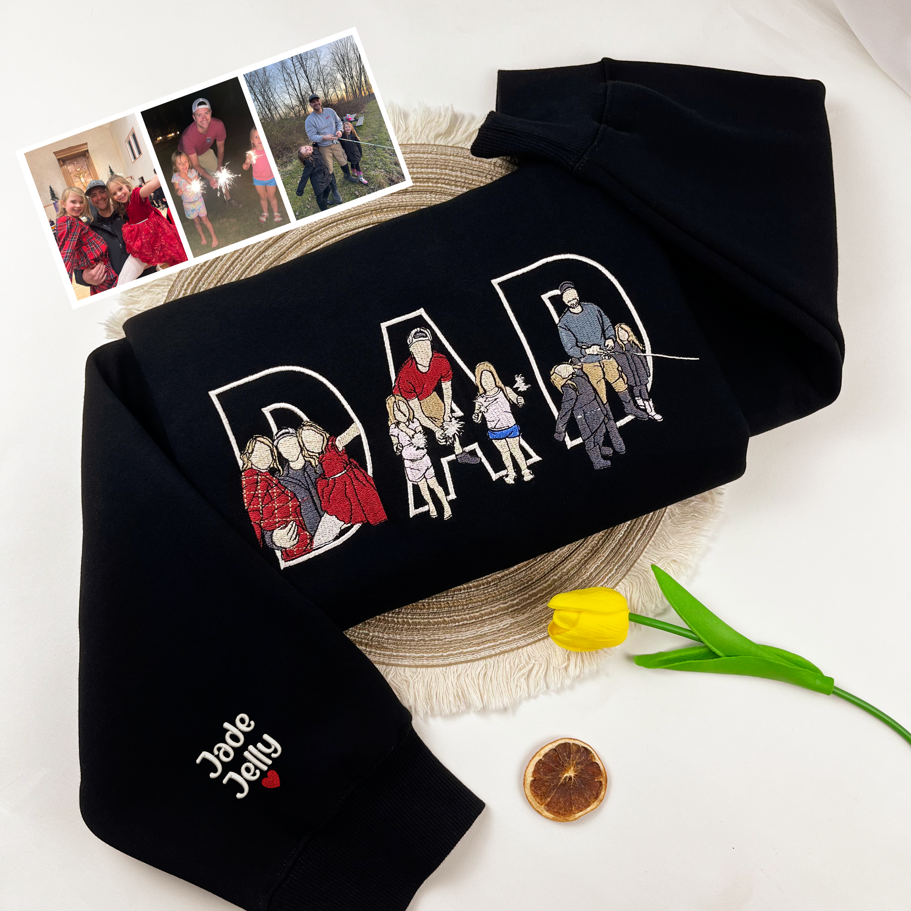 Custom Dad Embroidered Sweatshirt, Personalized Papa Sweatshirt, Father's Day Shirt