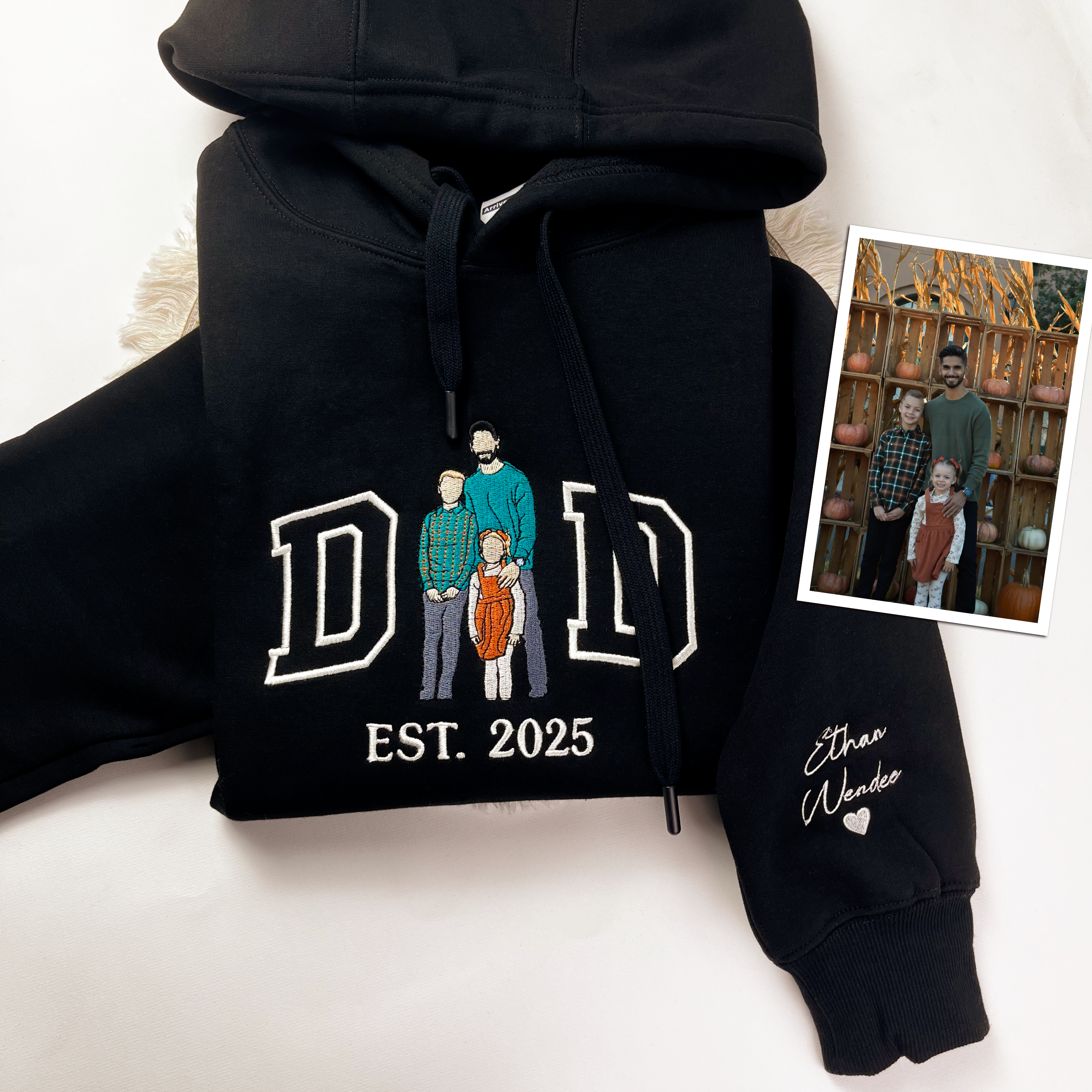 Custom Dad Embroidered from Photo Hoodie, Personalized Dad Hoodie, Fathers Day Hoodie