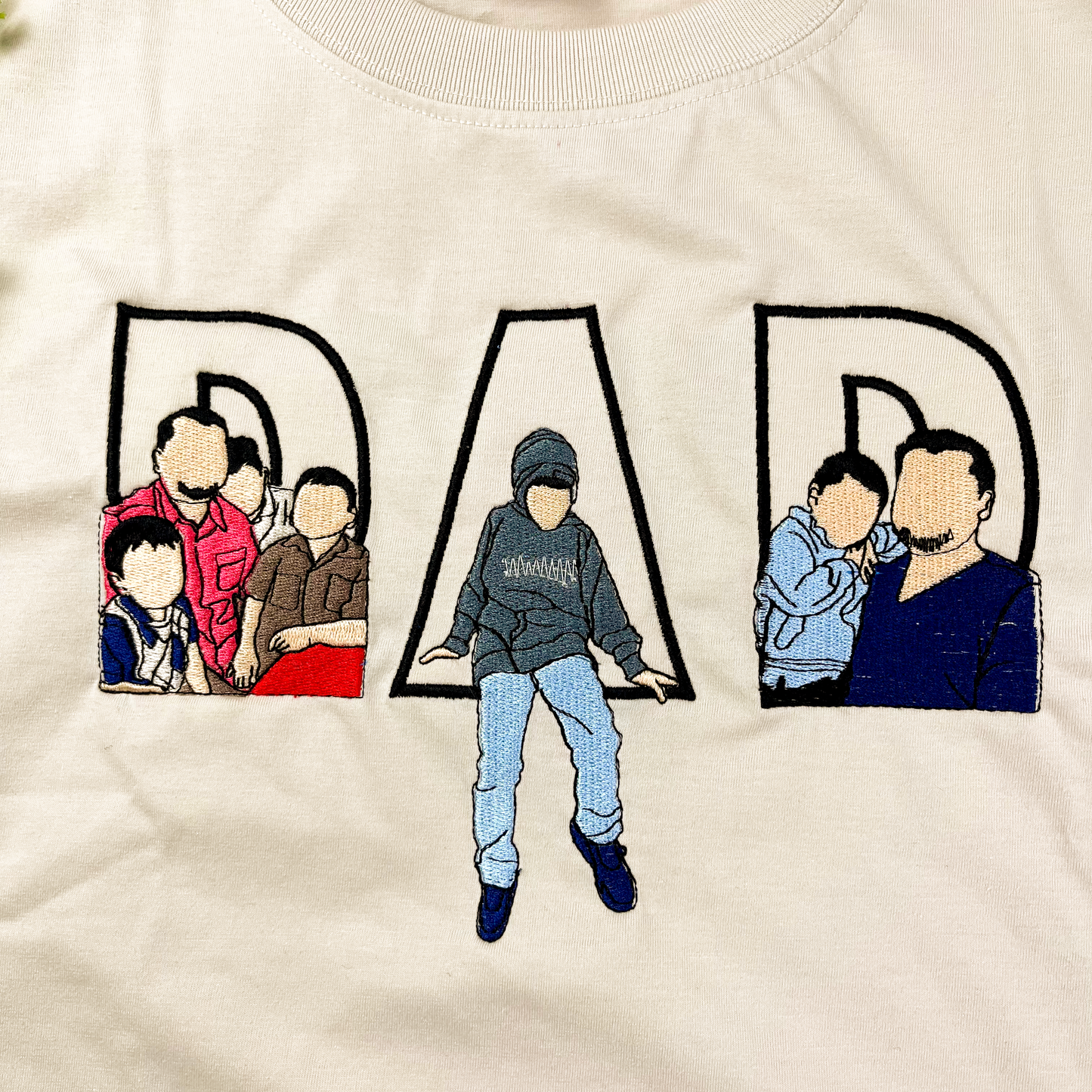 Custom Dad and Son Embroidered Photo Tshirt, Personalized Dad Tshirt, Fathers Day Shirt