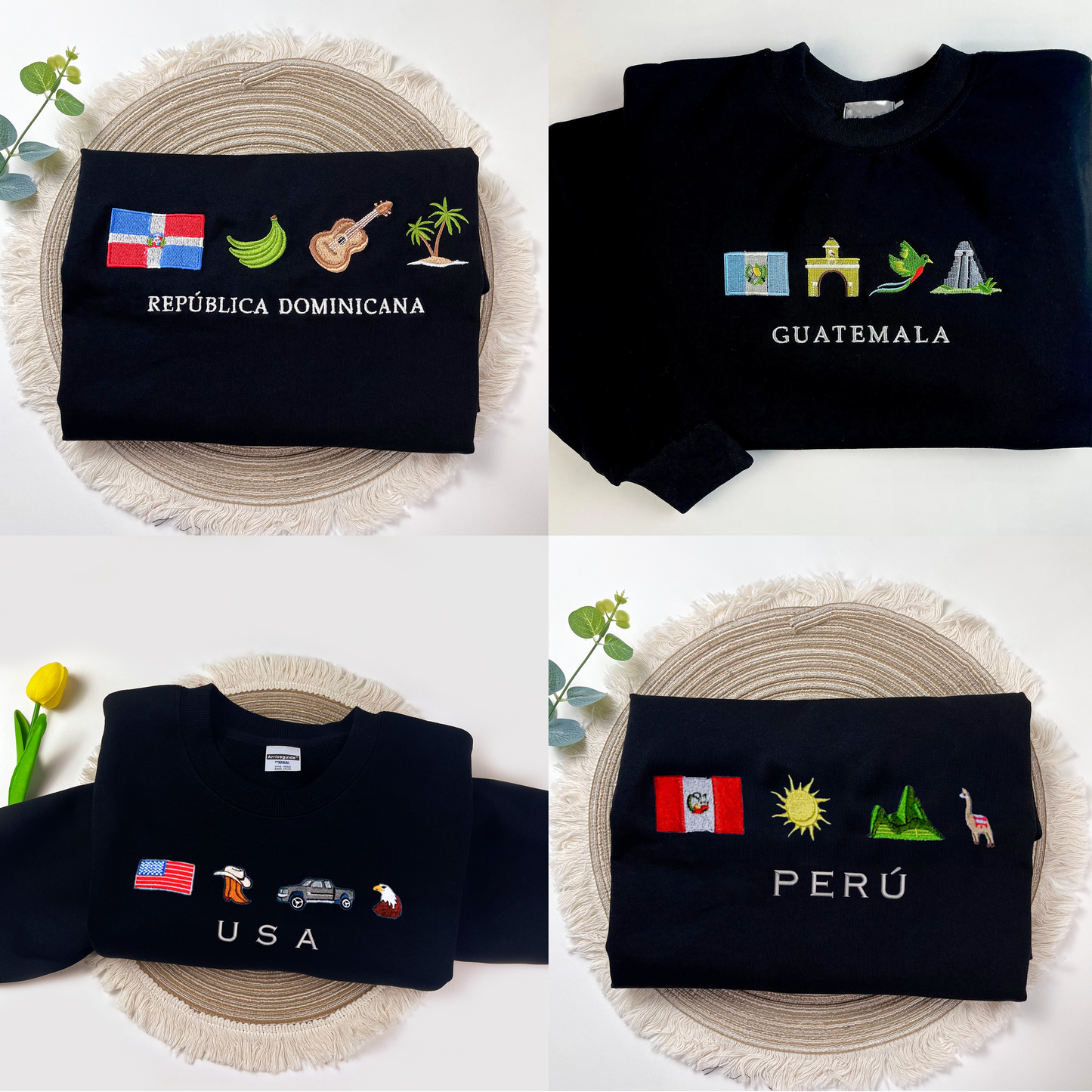 Custom Country Sweatshirt, Embroidered Crewneck Sweatshirt, Patriotic sweatshirt, Symbol Stitch, Pride Nationality