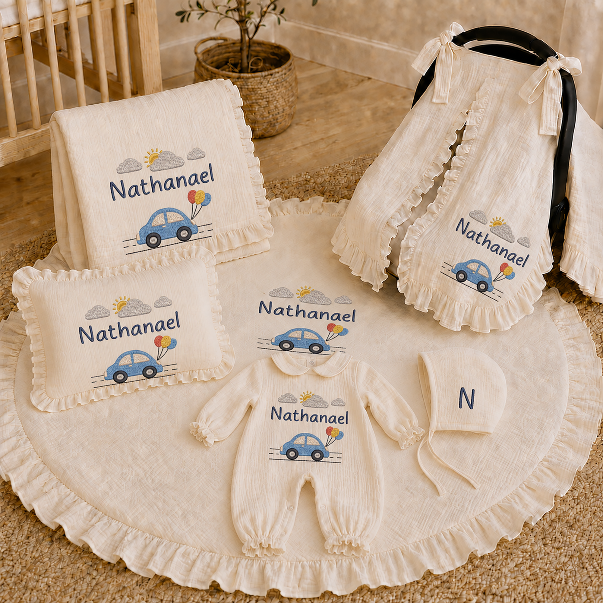 Custom Baby Romper & Blanket Set | Embroidered Name Gift