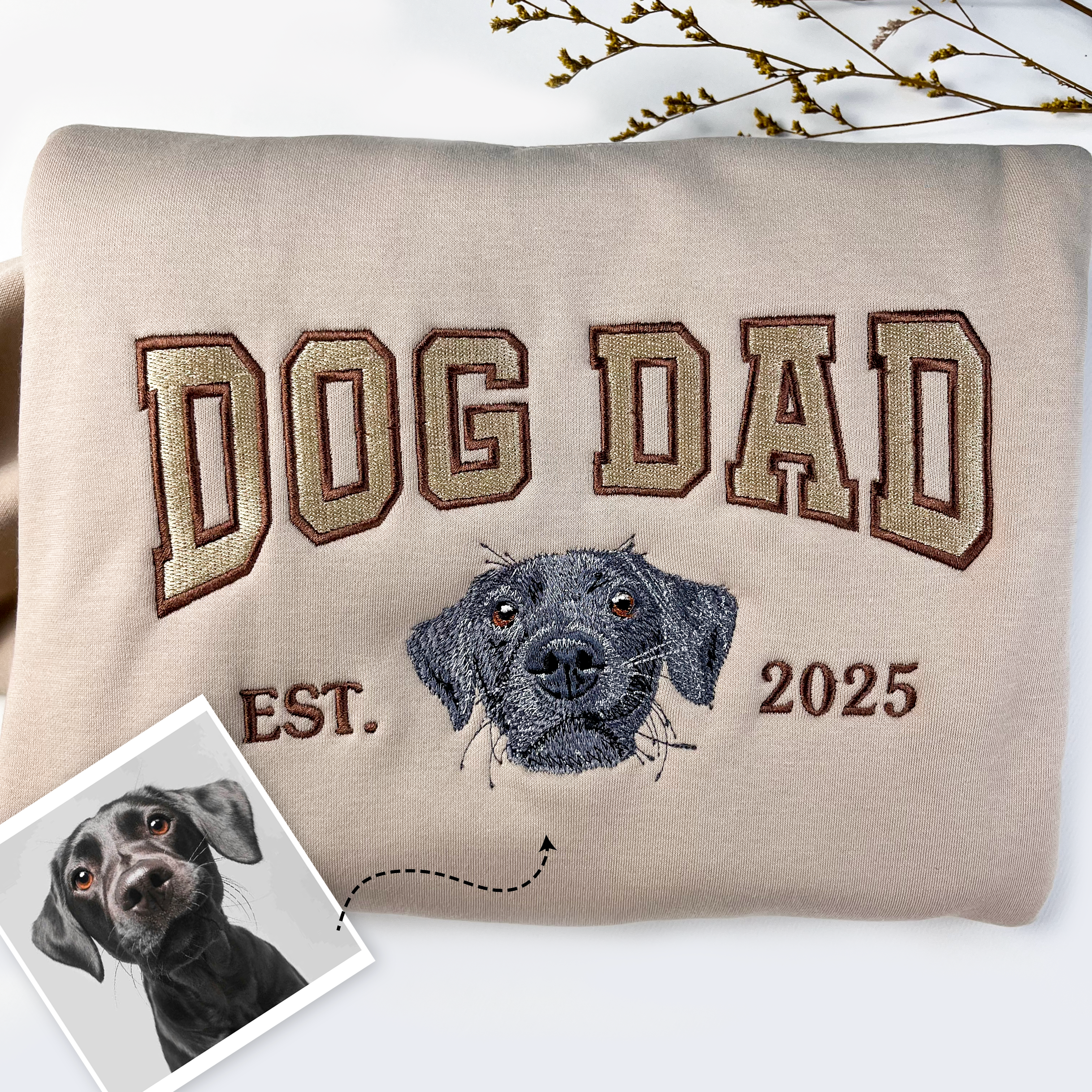 Customized Pet Embroidered Sweatshirt, Dog Dad Sweatshirt, Fathers Day Gift