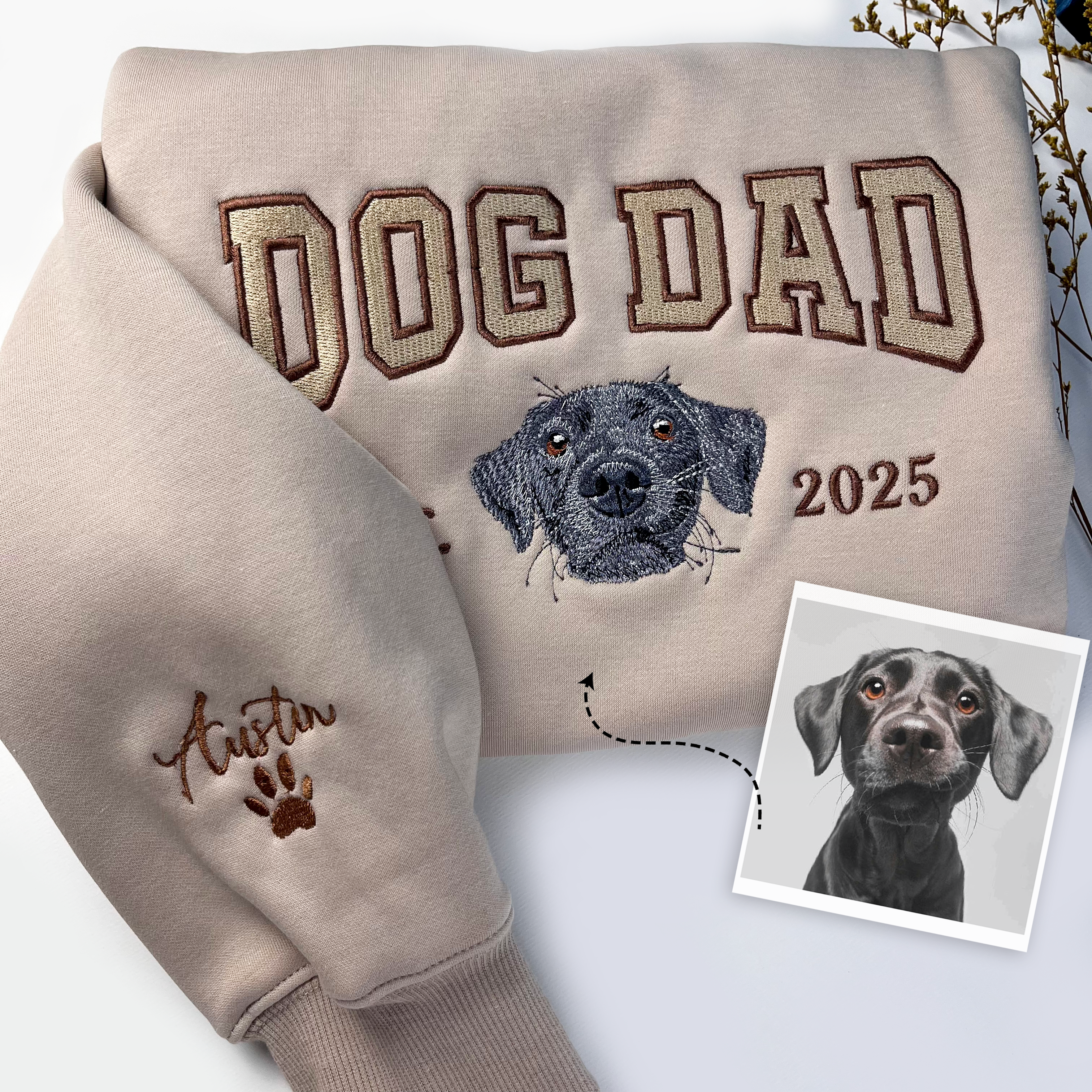 Customized Pet Embroidered Sweatshirt, Dog Dad Sweatshirt, Fathers Day Gift