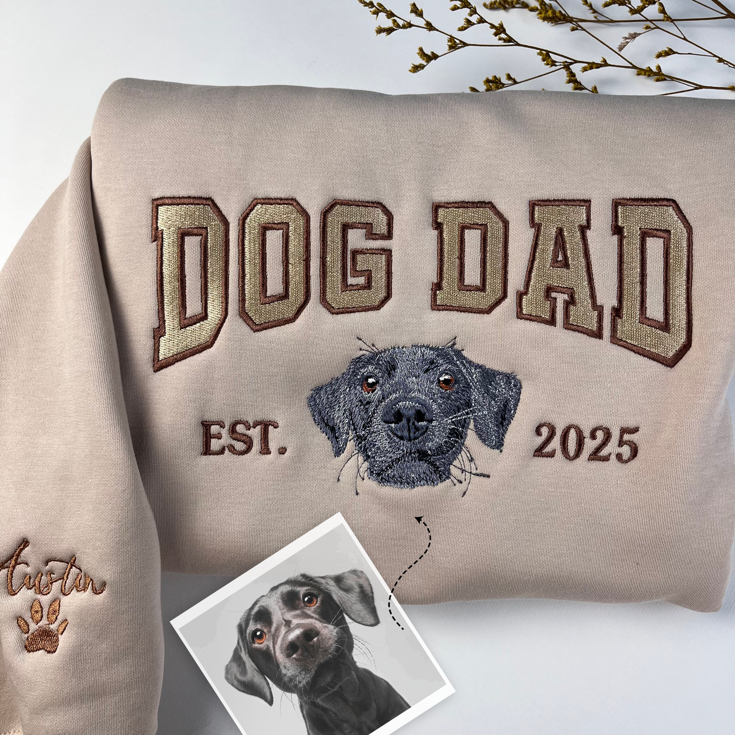 Customized Pet Embroidered Sweatshirt, Dog Dad Sweatshirt, Fathers Day Gift