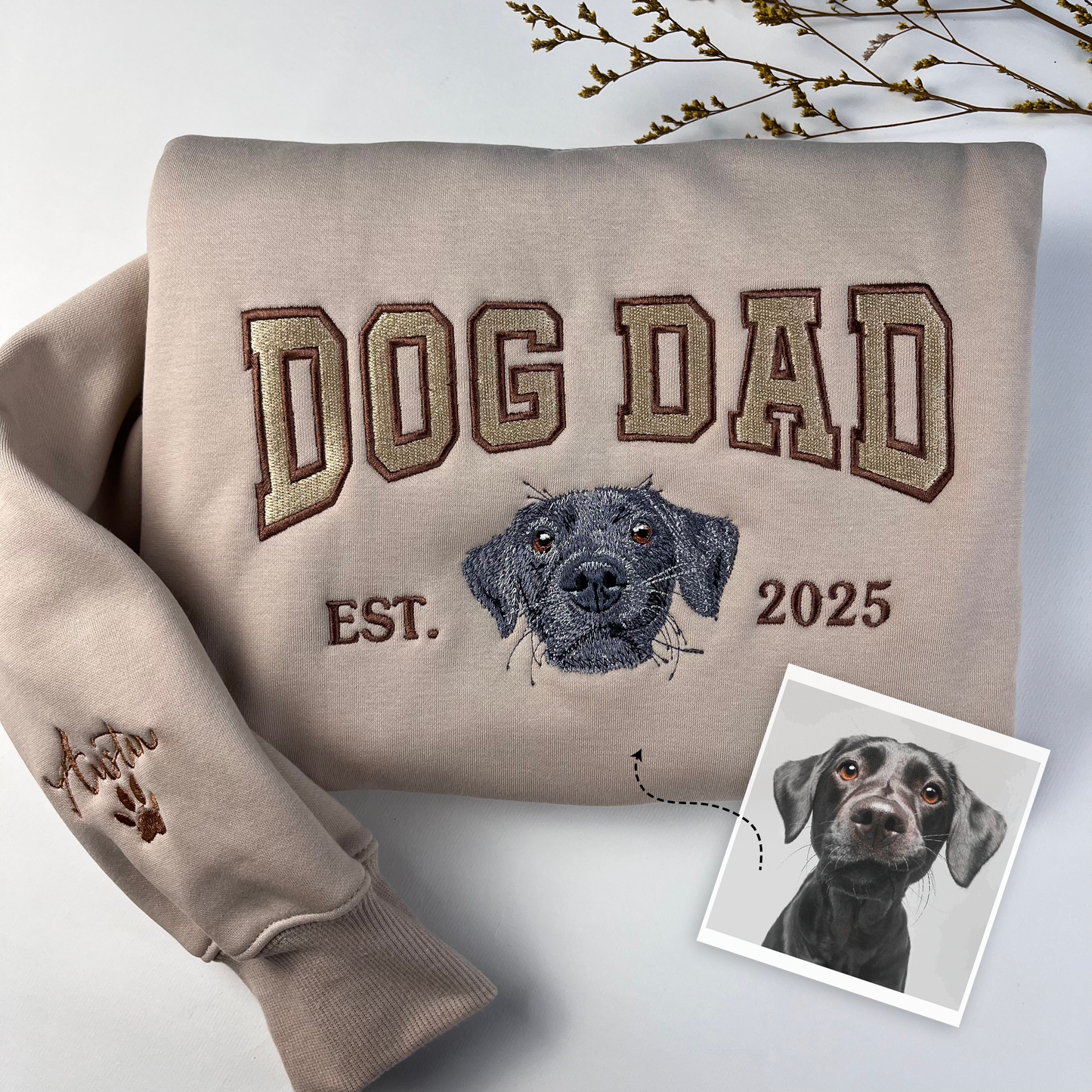 Customized Pet Embroidered Sweatshirt, Dog Dad Sweatshirt, Fathers Day Gift