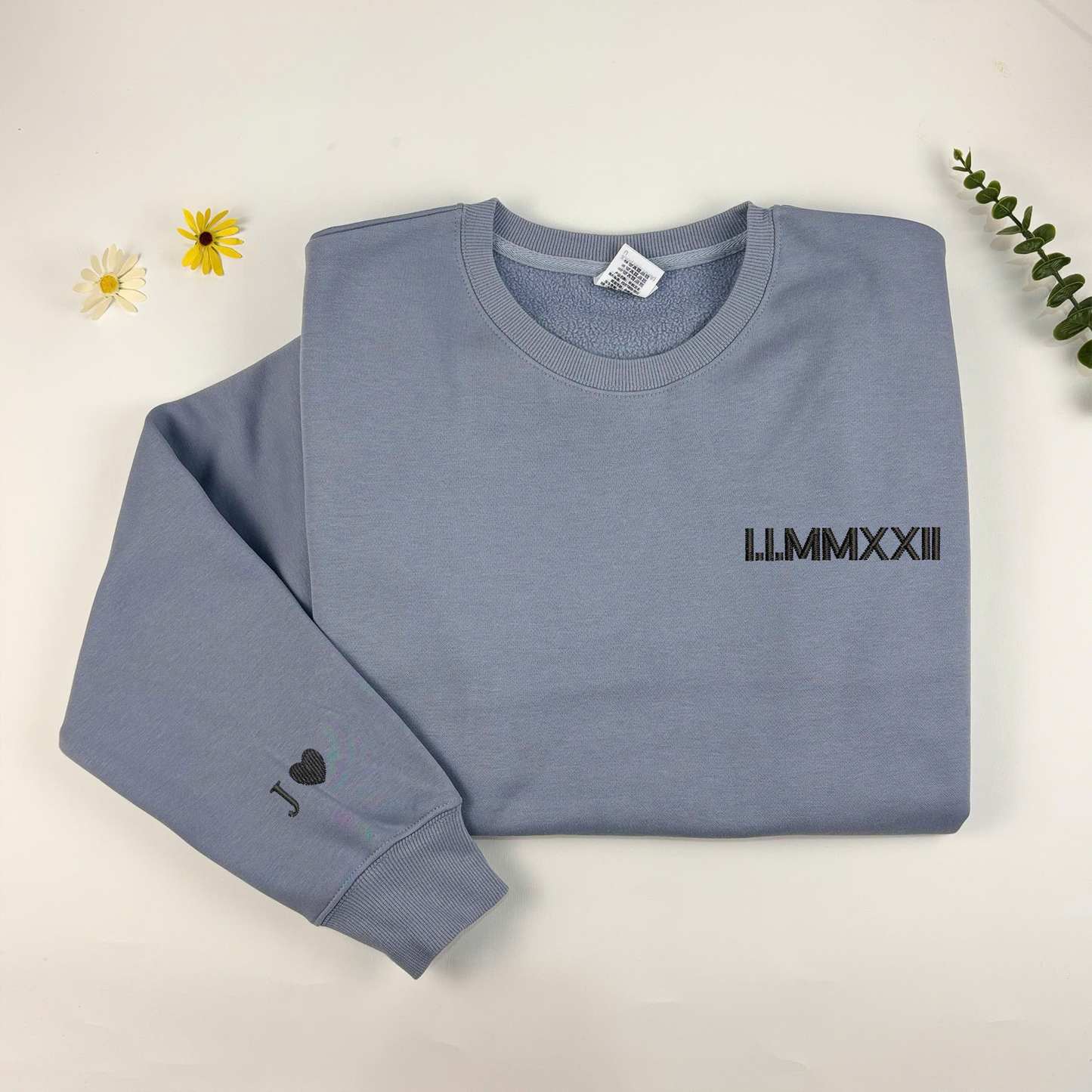 Custom Embroidery Sweatshirt with Romen Numerals, Personalized Shirt, Anniversary sweatshirt