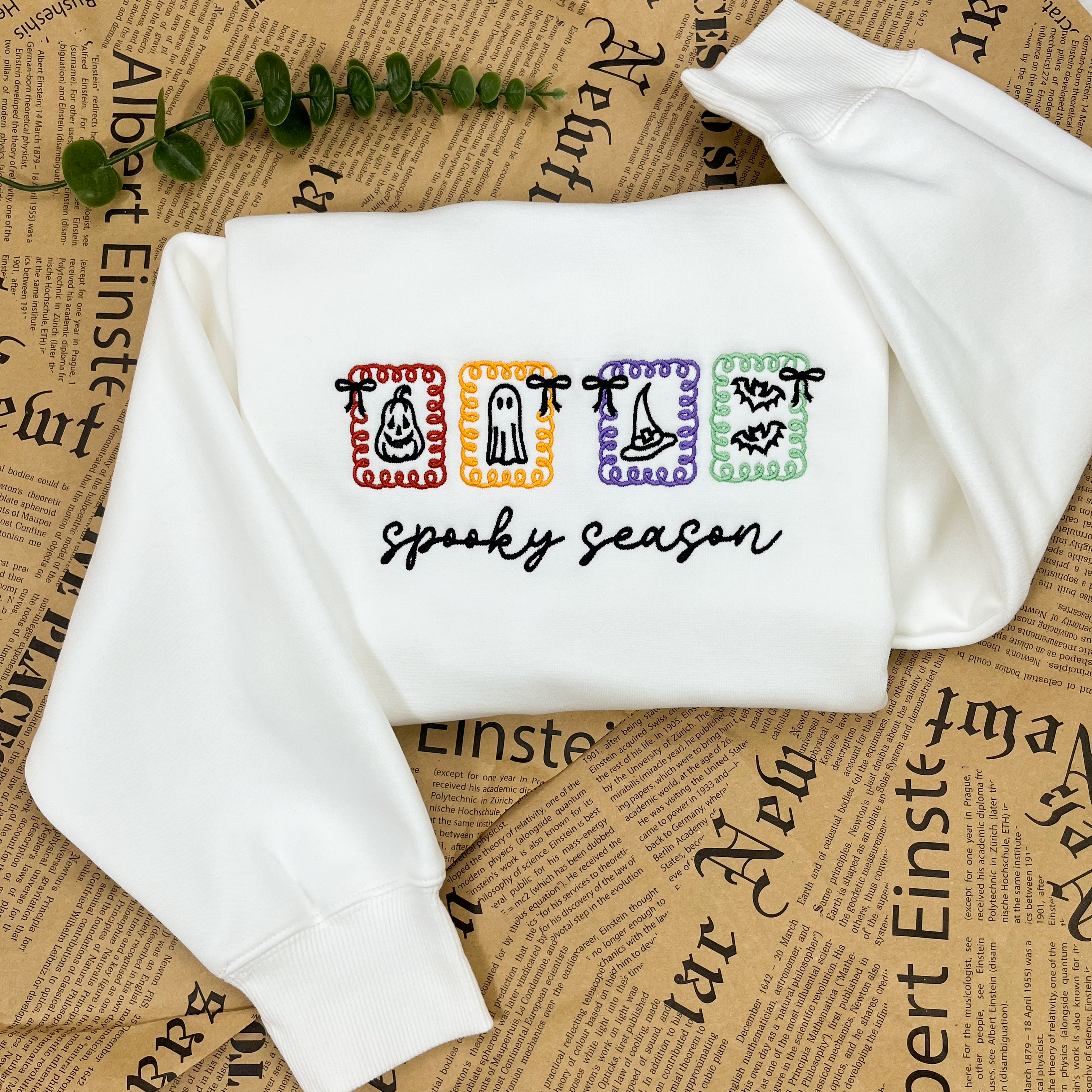 Spooky Season Embroidered Crewneck Sweatshirt, Halloween Sweatshirt, Gift for Her