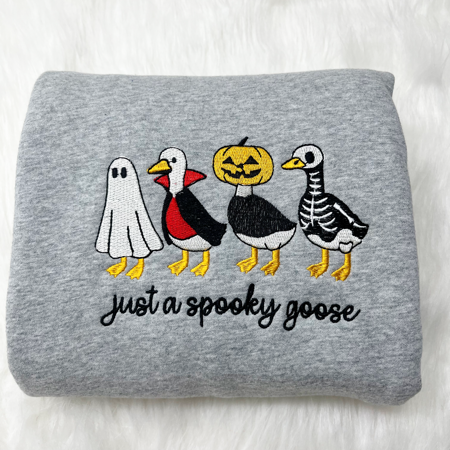Just a Spooky Goose Embroidery Sweatshirt, Goose Halloween Sweatshirt, Funny Halloween Embroidery Shirt, Geese Fall Autumn
