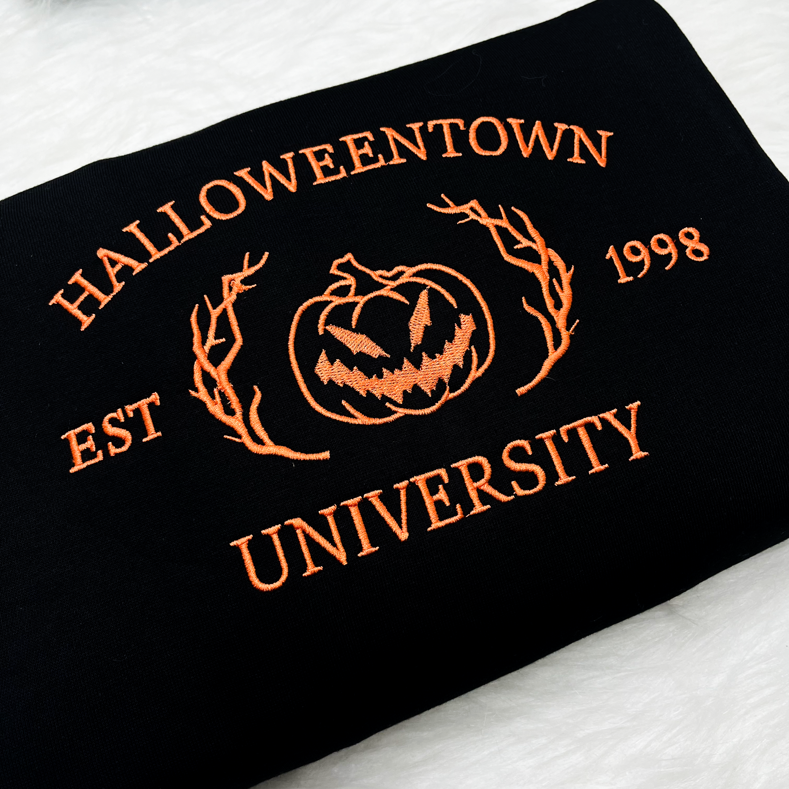 Halloweentown University Est. Embroidered Sweatshirt, Halloween Pumpkin Shirt, Spooky Season Shirt