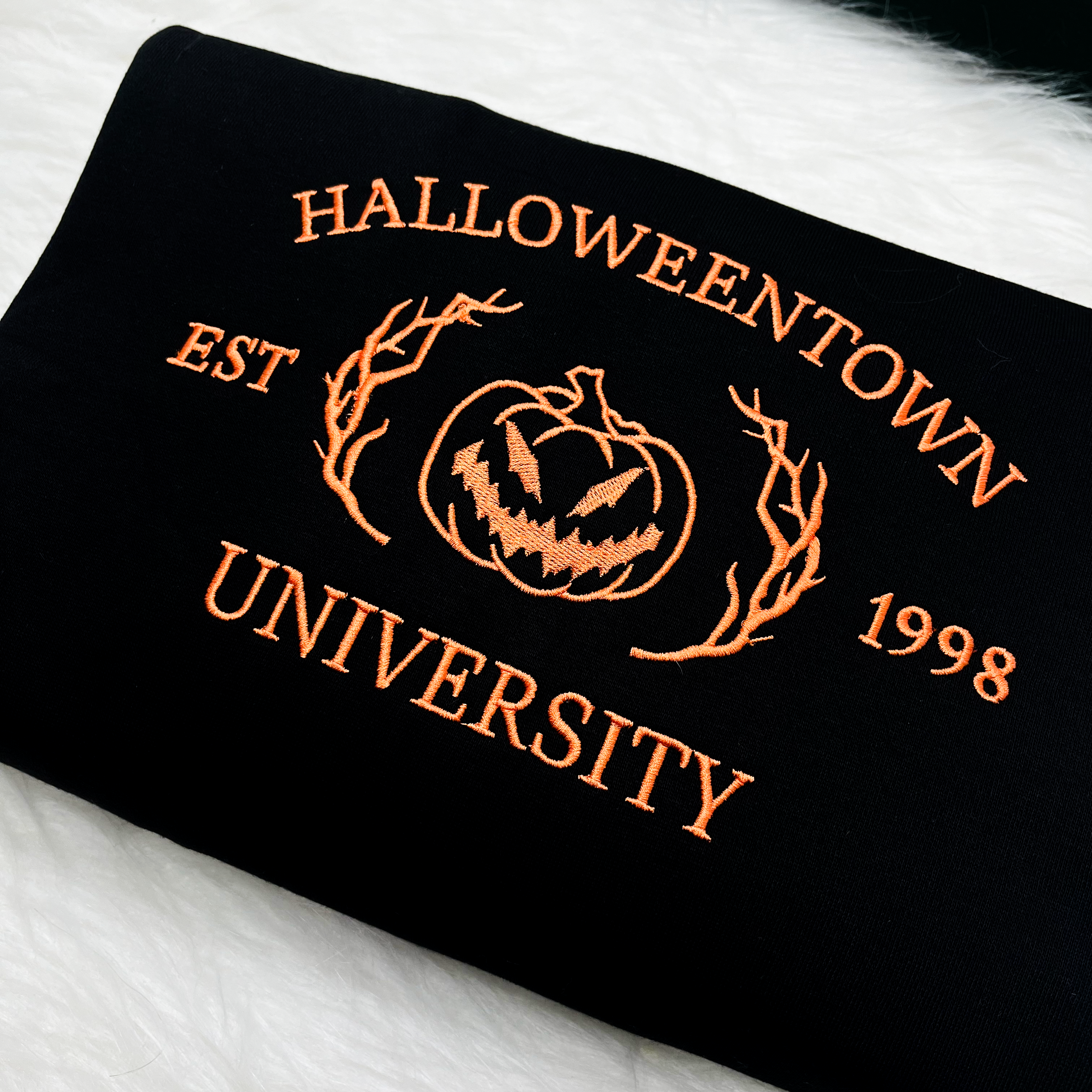 Halloweentown University Est. Embroidered Sweatshirt, Halloween Pumpkin Shirt, Spooky Season Shirt