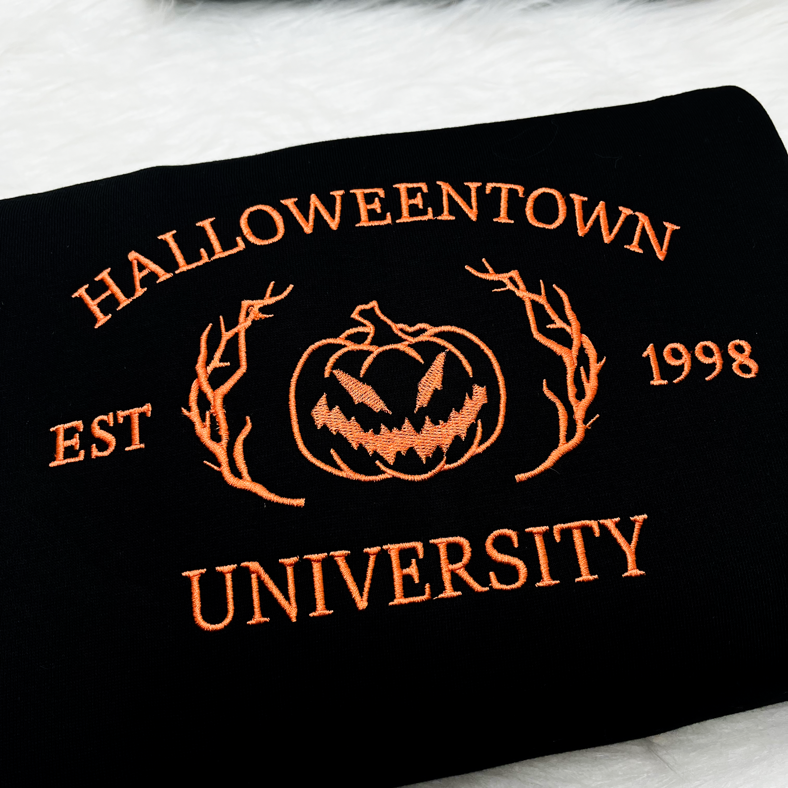 Halloweentown University Est. Embroidered Sweatshirt, Halloween Pumpkin Shirt, Spooky Season Shirt