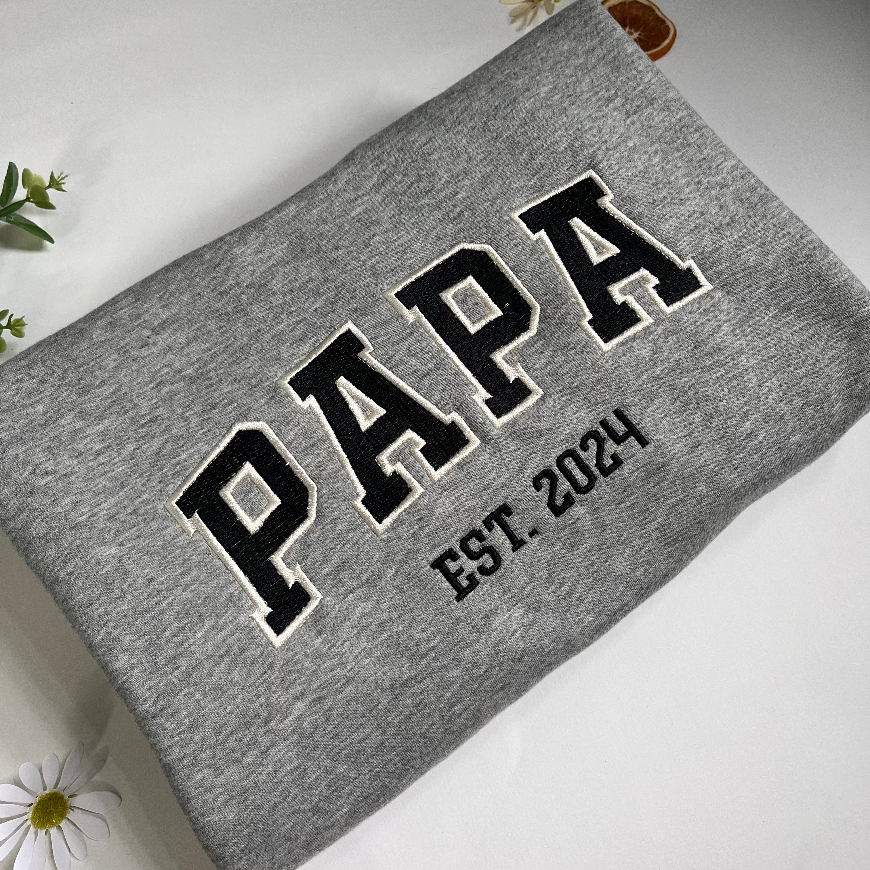 Custom Papa Embroidered Sweatshirt, Custom Text Embroidered Sweatshirt, Personalized Gift For Dad