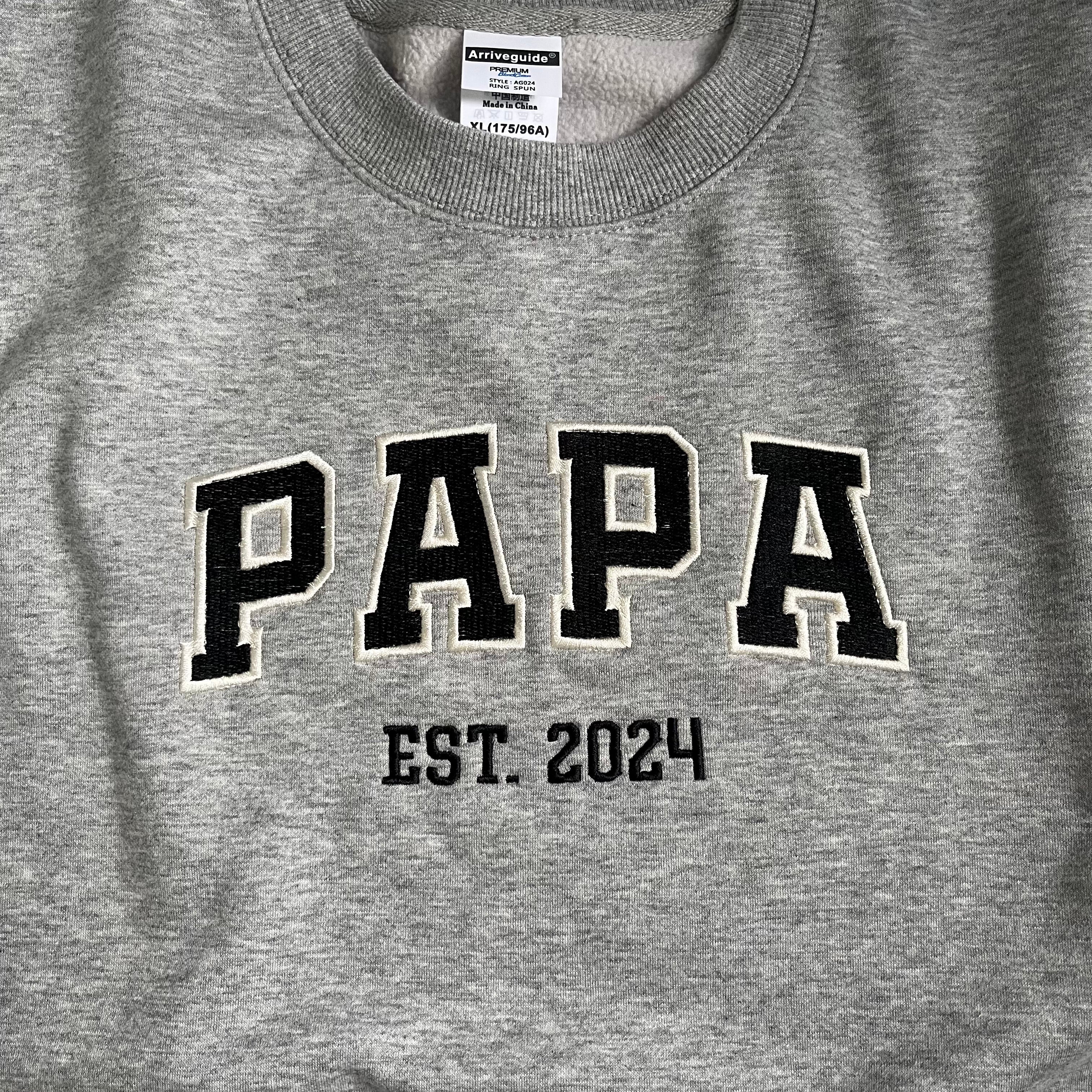 Custom Papa Embroidered Sweatshirt, Custom Text Embroidered Sweatshirt, Personalized Gift For Dad