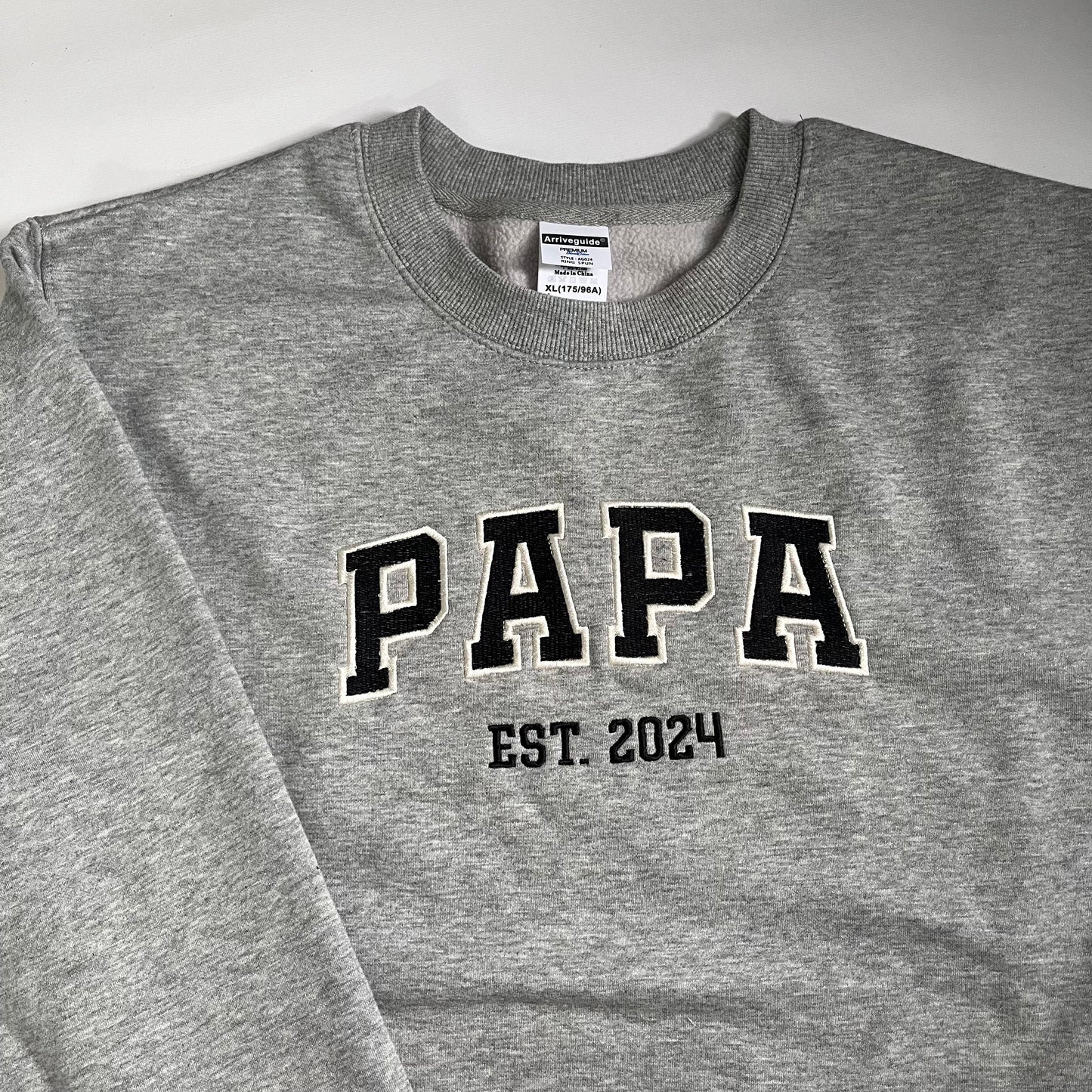 Custom Papa Embroidered Sweatshirt, Custom Text Embroidered Sweatshirt, Personalized Gift For Dad