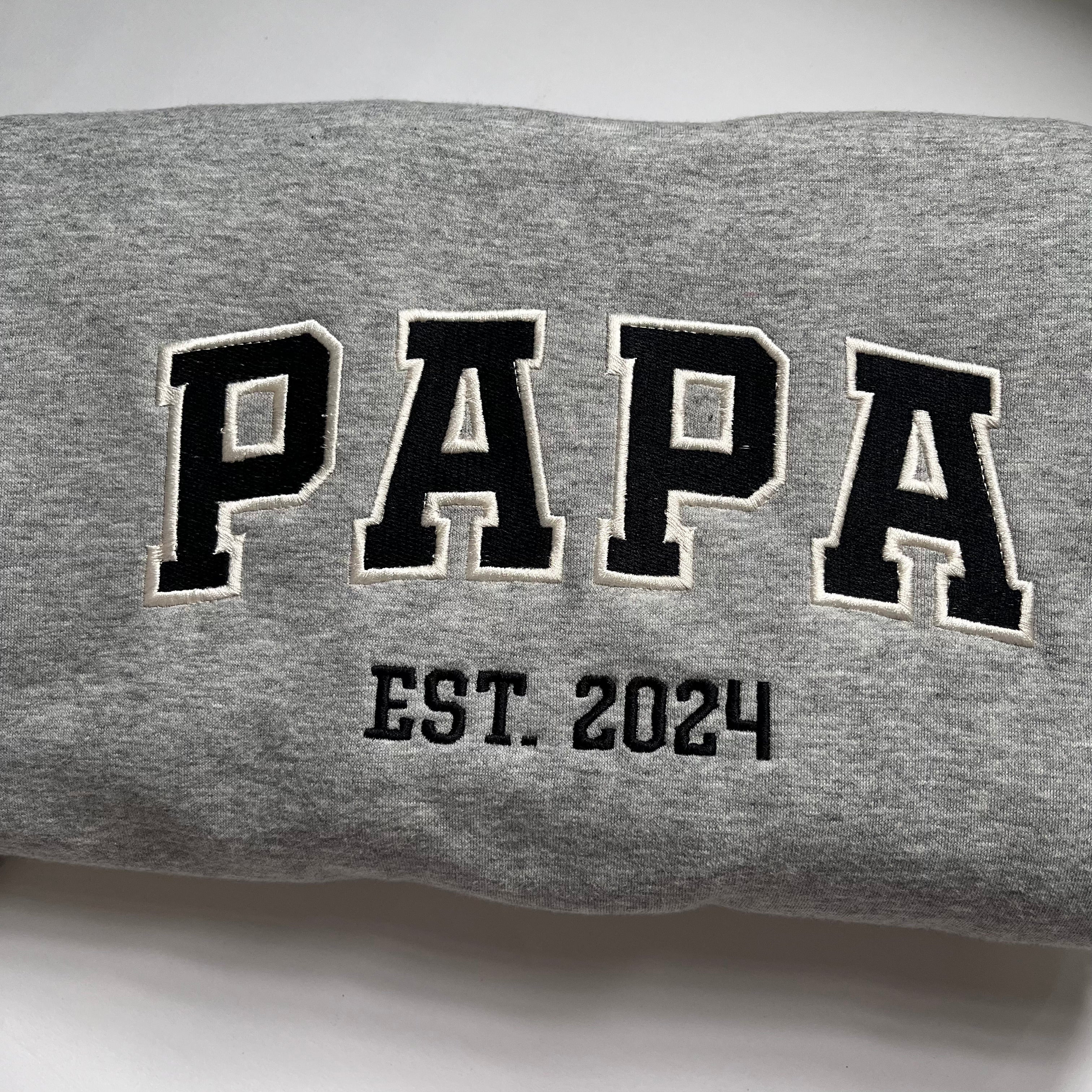 Custom Papa Embroidered Sweatshirt, Custom Text Embroidered Sweatshirt, Personalized Gift For Dad