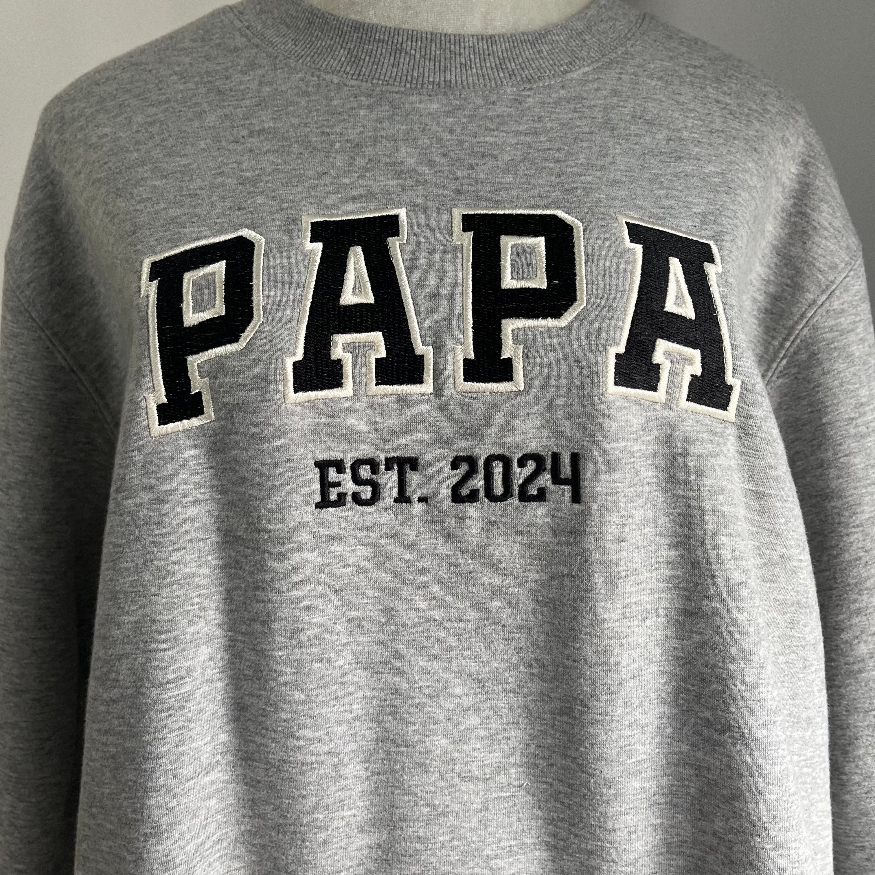 Custom Papa Embroidered Sweatshirt, Custom Text Embroidered Sweatshirt, Personalized Gift For Dad