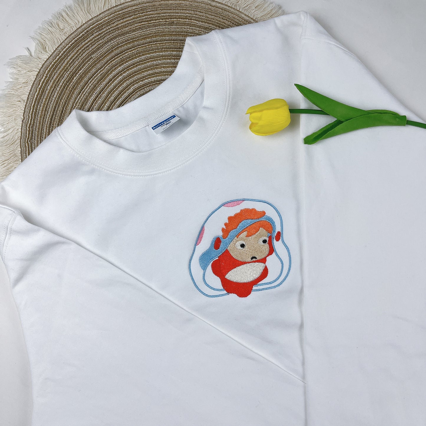 Anime Embroidered Crewneck Sweatshirt, Studio Ghibli Shirt, Gift for anime fans