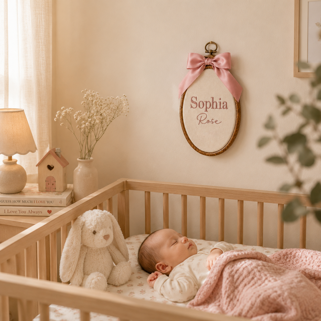 Personalized Embroidered Baby Name Hoop – Custom Nursery Wall Decor & Baby Gift