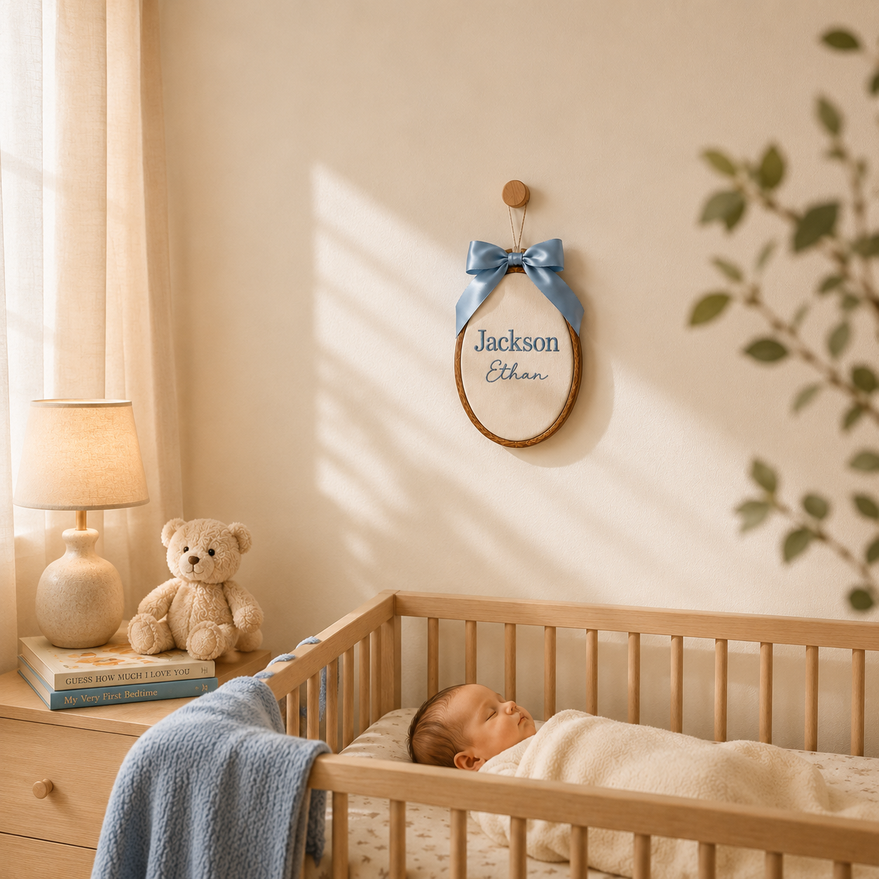 Personalized Embroidered Baby Name Hoop – Custom Nursery Wall Decor & Baby Gift