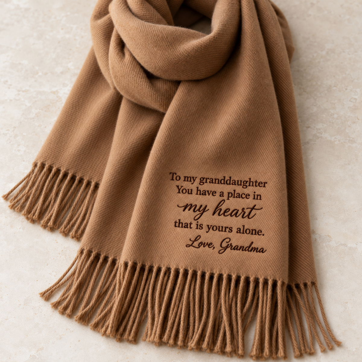 To my granddaughter embroidered scarf - You have a place in my heart that is yours alone