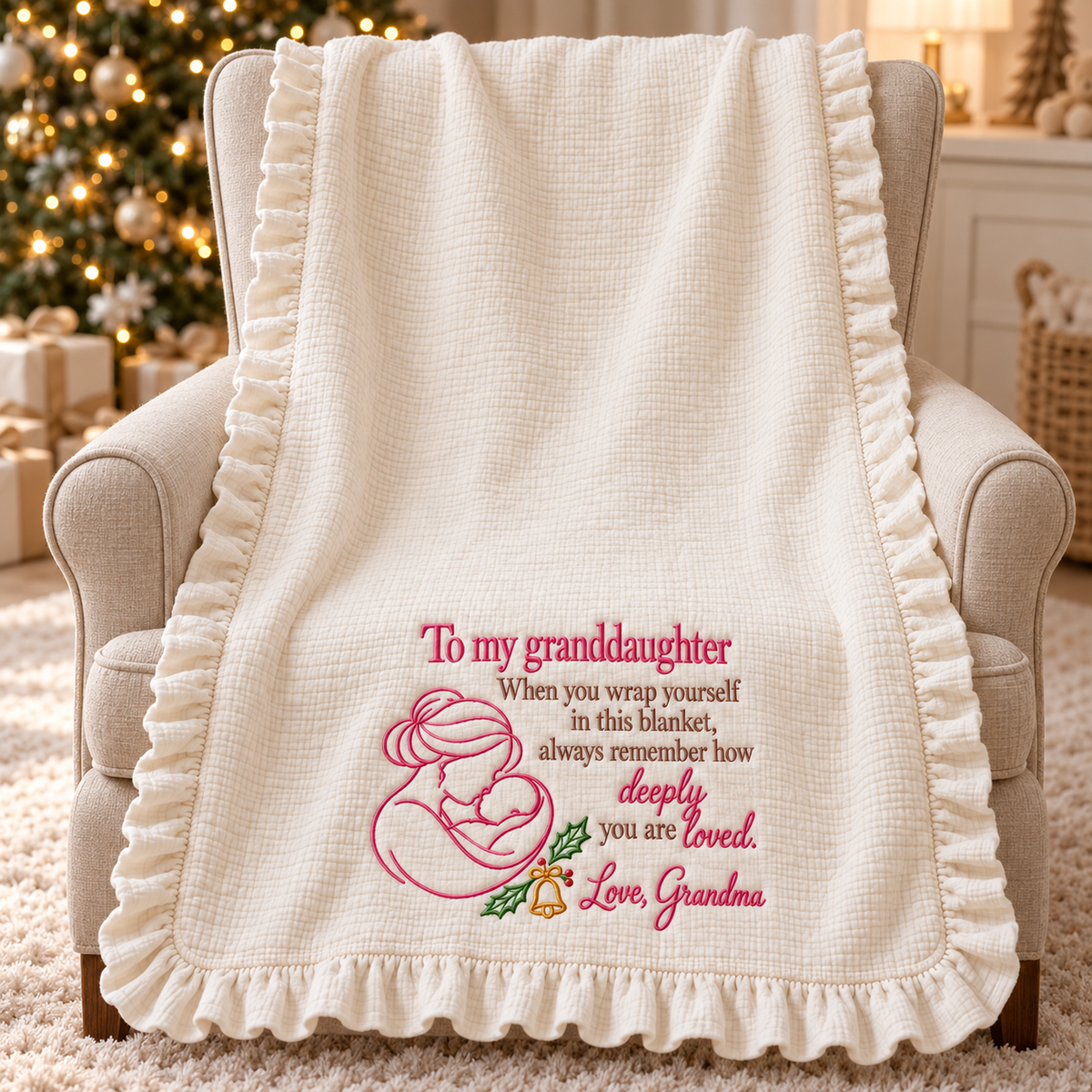 Blanket For Granddaughter From Grandma, Grandpa, Gift Christmas For Baby.