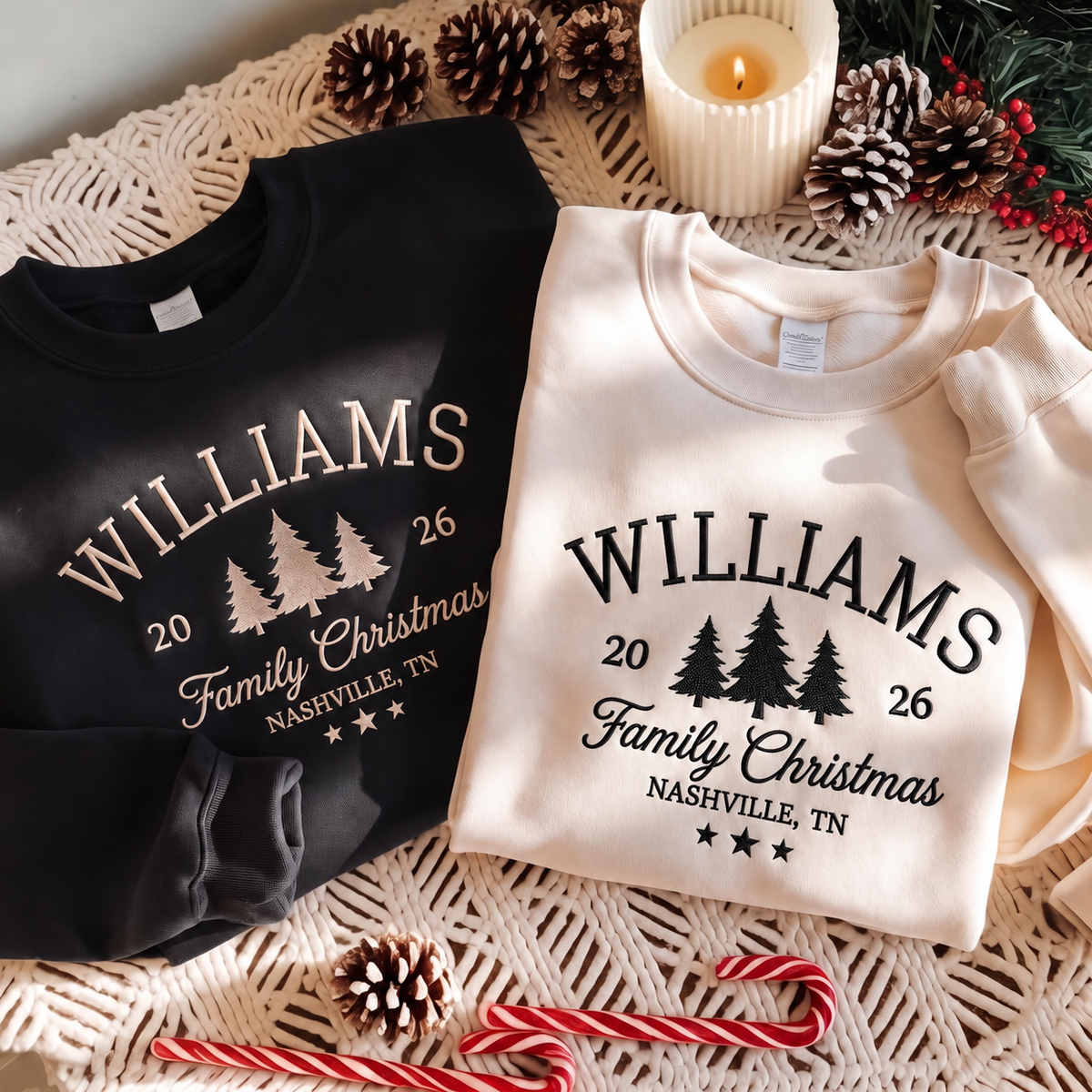 Personalized Family Christmas Sweatshirts 2026, Custom Name Christmas Sweatshirts
