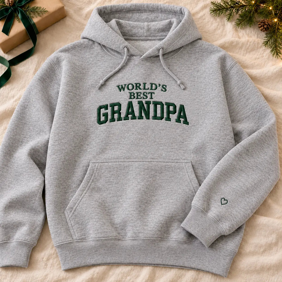 World’s Best Grandpa Embroidered Sweatshirt, Hoodie & T-Shirt — Hoodie hero mockup