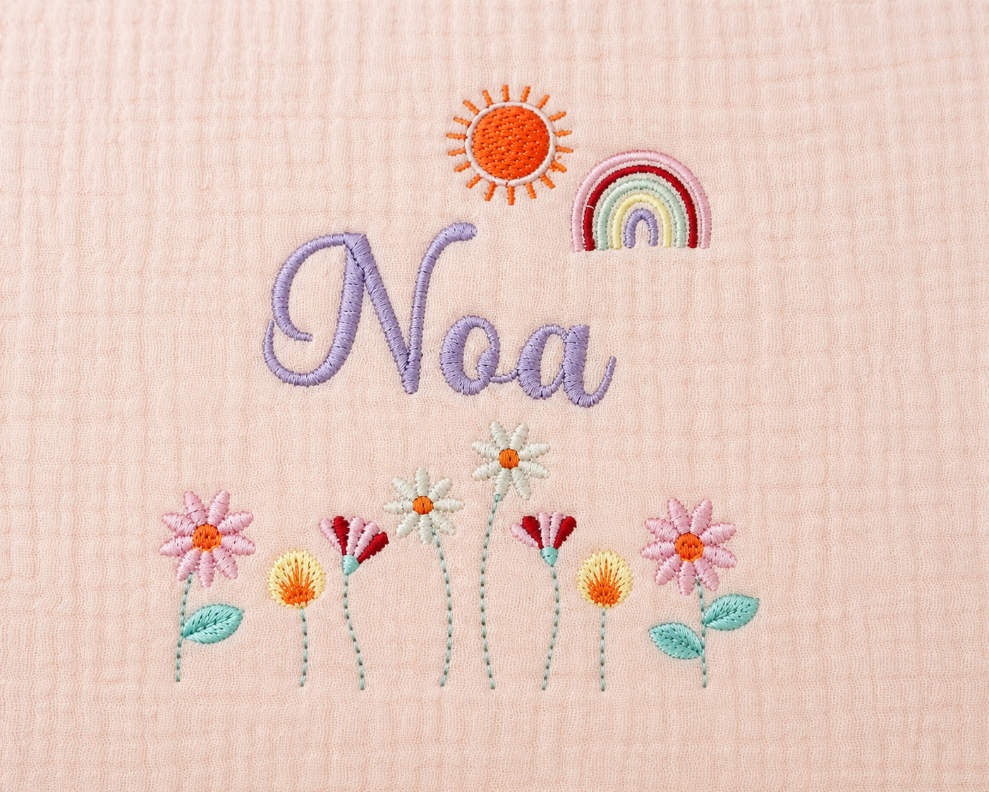Personalized Baby Muslin Blanket & Ruffle Pillow Set – Embroidered Baby Name Blanket, Custom Newborn Gift, Soft Cotton Muslin Nursery Bedding
