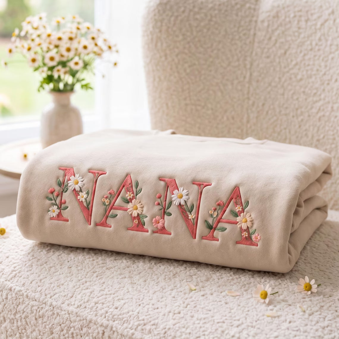 Custom Mimi Embroidered Floral Sweatshirt, Nana Sweatshirt Embroidered,New Mimi Sweatshirt,Gift For New Mimi, Mother's Day Gift