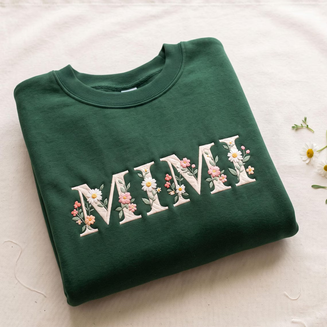 Custom Mimi Embroidered Floral Sweatshirt, Nana Sweatshirt Embroidered,New Mimi Sweatshirt,Gift For New Mimi, Mother's Day Gift